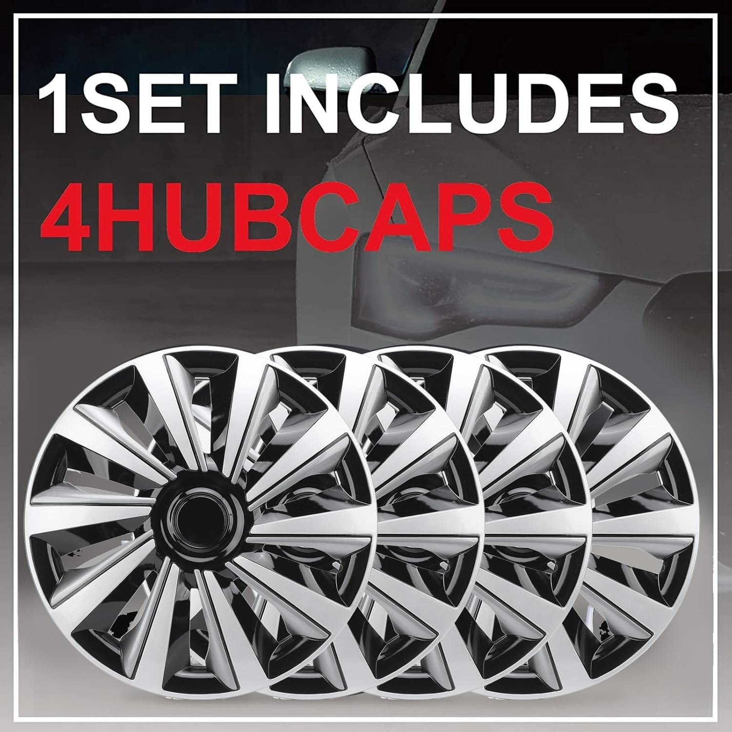 Hubcaps, Set of 4, 15In Hubcap Wheel Cover Wheel Rim Cover Replacement for Seat for Clio for 208 for 500 for V40, Snap On, Scratch Proof, Easy to Install, Automotive Hub Cap image number 5