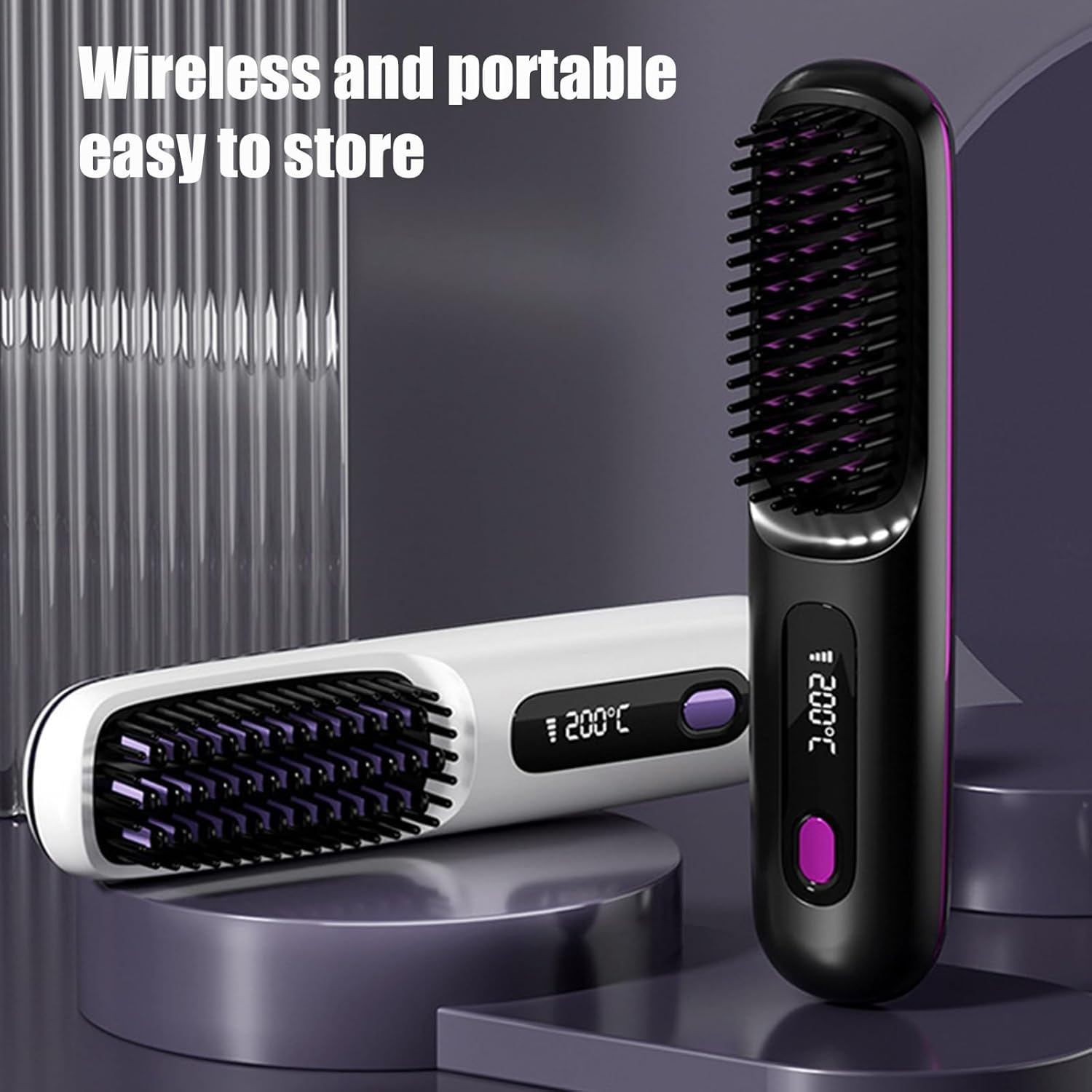 Go Brush Pro, Portable Straightener Brush - Gobrush Pro, Rechargeable Cordless Mini Hair Straightener Comb (Blue) image number 5