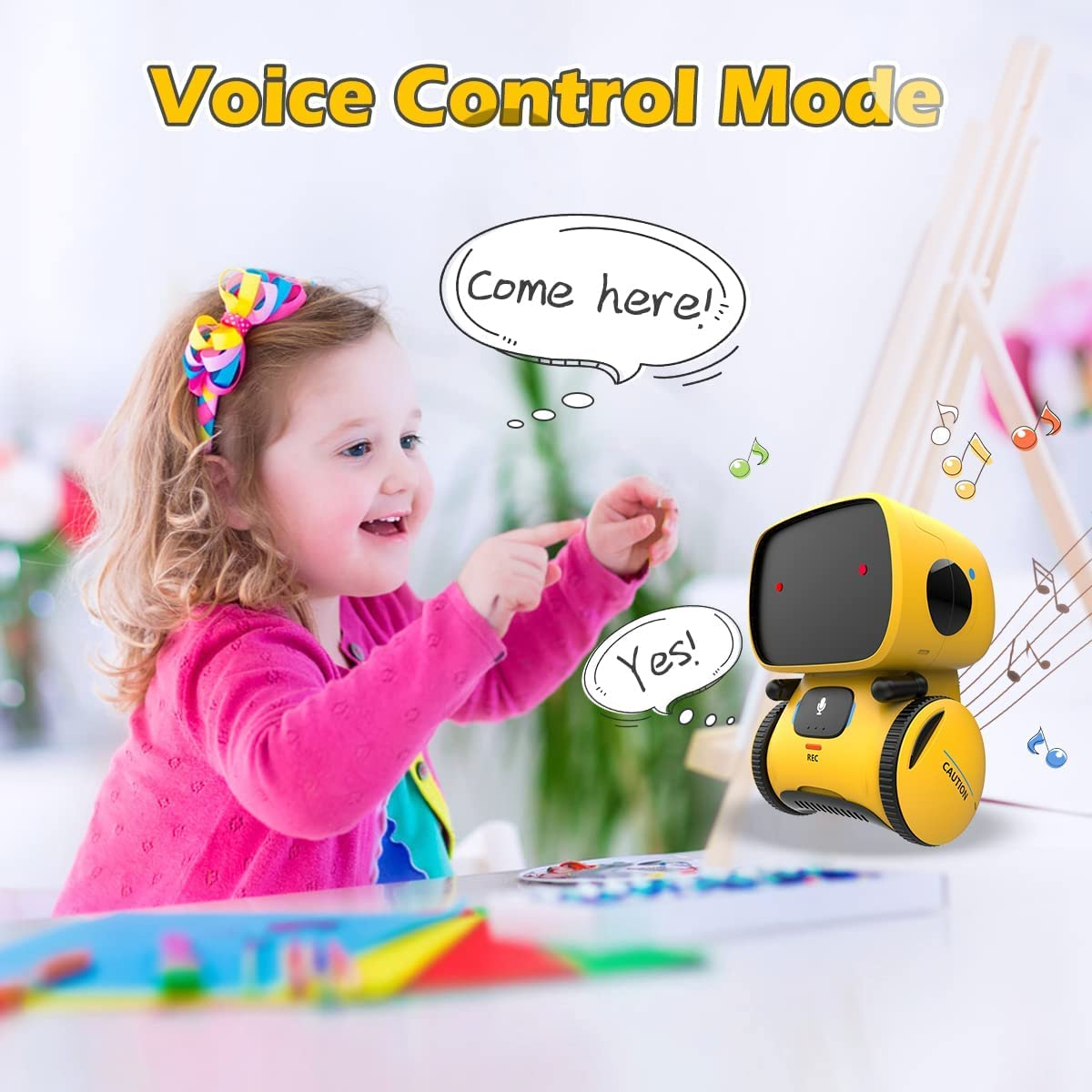 REMOKING Robot Toy for Kids,Stem Educational Robotics,Dance,Sing,Speak,Walk in Circle,Touch Sense,Voice Control, Your Children Fun Partners,Gift Toys for 3 4 5 6 7 Year Old Boys Girls (Yellow) image number 4