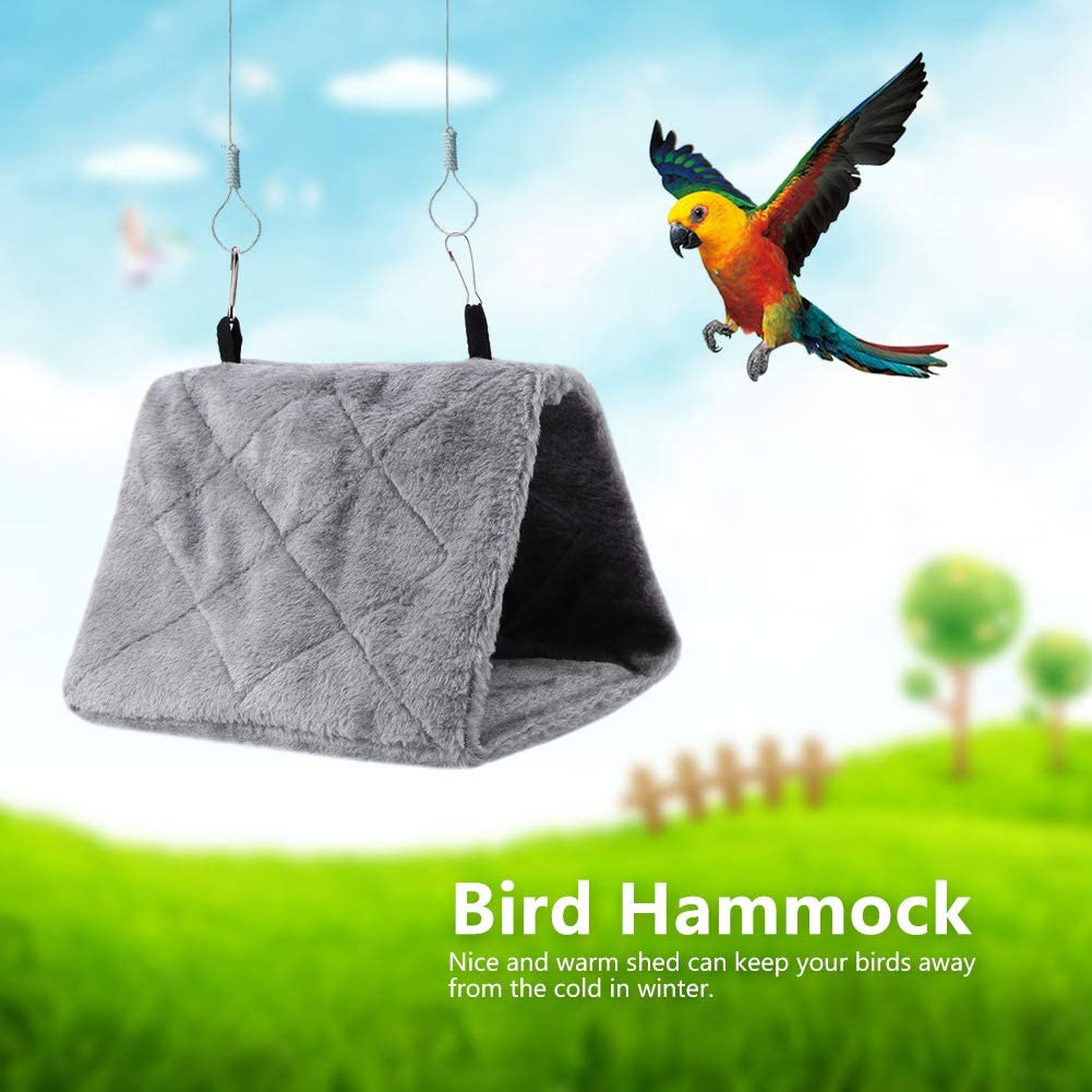 Bird Plush Hanging Cage, Bird Soft Plush Hammock Hanging Cage Tent for Birds Parrot Winter Warm Bed Pet Toy, Pet Supplies(M-Gray) image number 1
