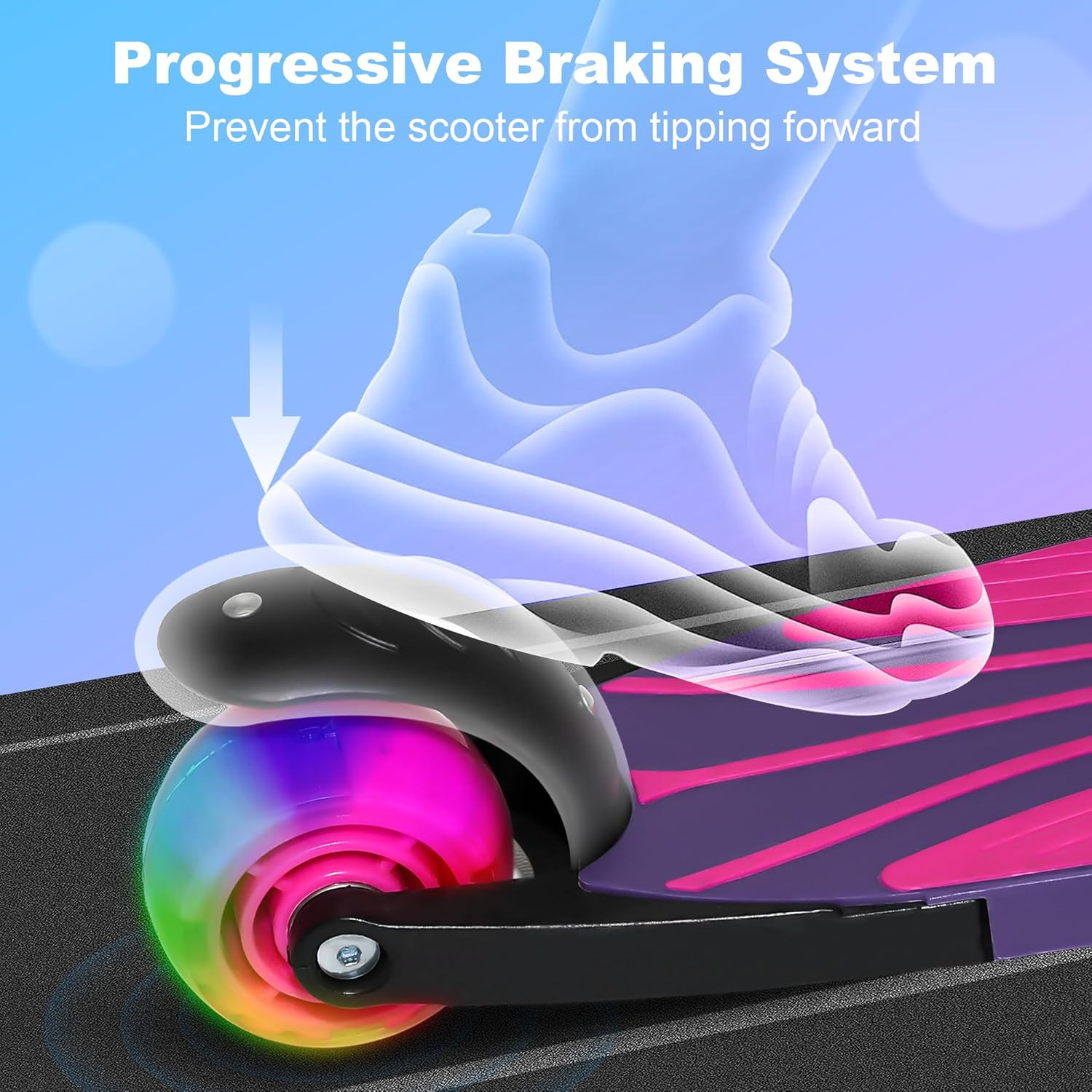 Kids Scooters for Boys Girls, 3 Wheel Kick Scooter with Light up LED Wheels, 3 Adjustable Height,R Ear Brake,Lean to Steer, Detachable ＆ Portable Lightweight Scooter for Children Ages 3-12 - Blue image number 2