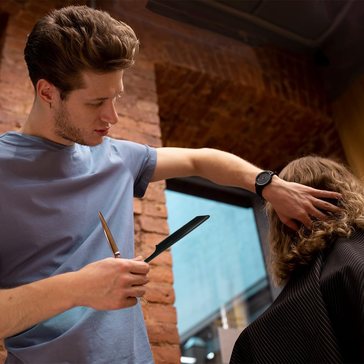 BEZANU Black Rat Tail Combs, 4 PCS Hair Stylists Professional Styling Comb Set for All Hair Types & Styles (3 Kinds)