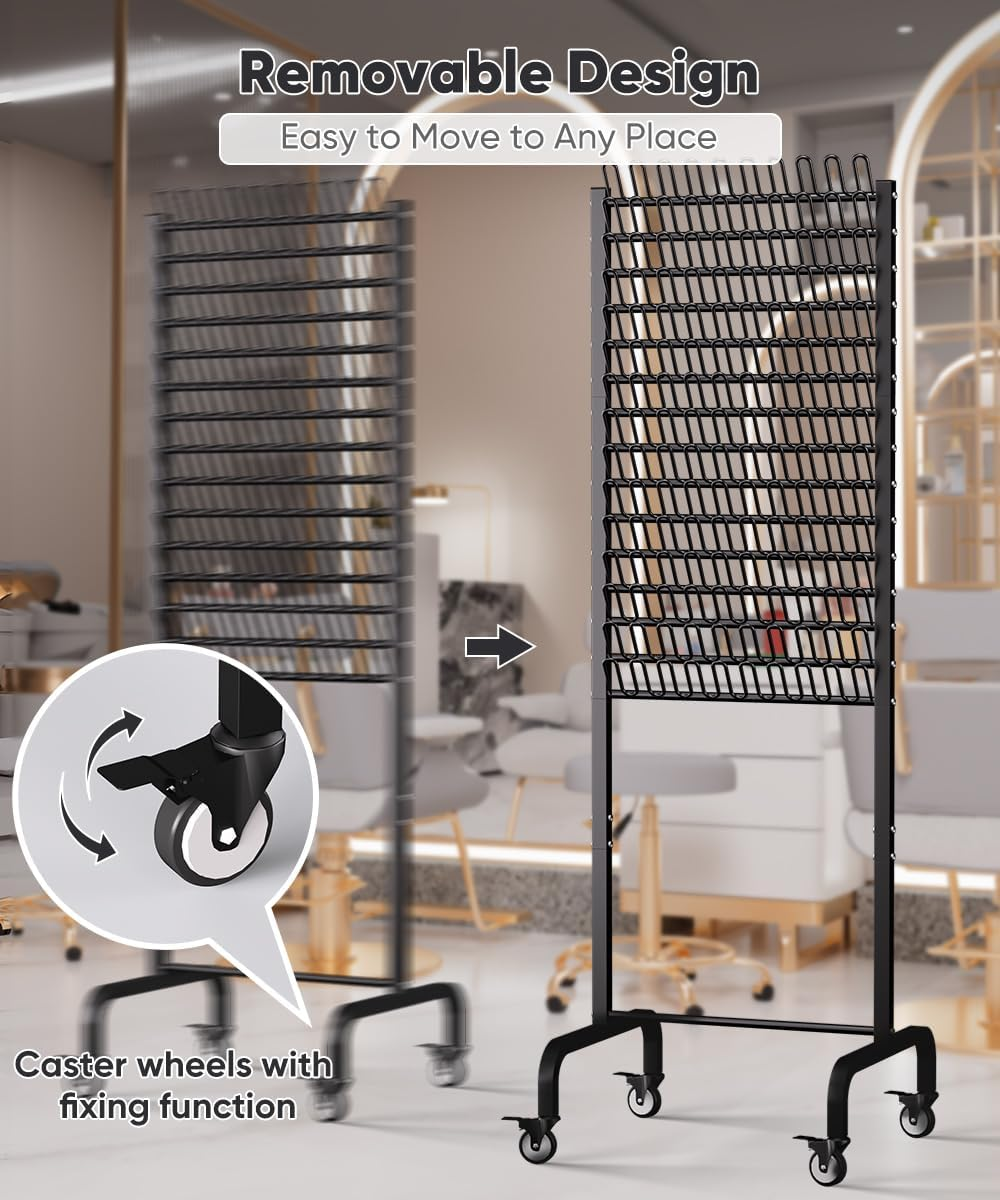 Tigerden 150 Pegs Braiding Hair Rack, Adjustable Hair Separator Stand with Wheels, Hair Extension Holder for Hair Stylists, Braiders, Home, Salon, Beauty School, Black image number 5