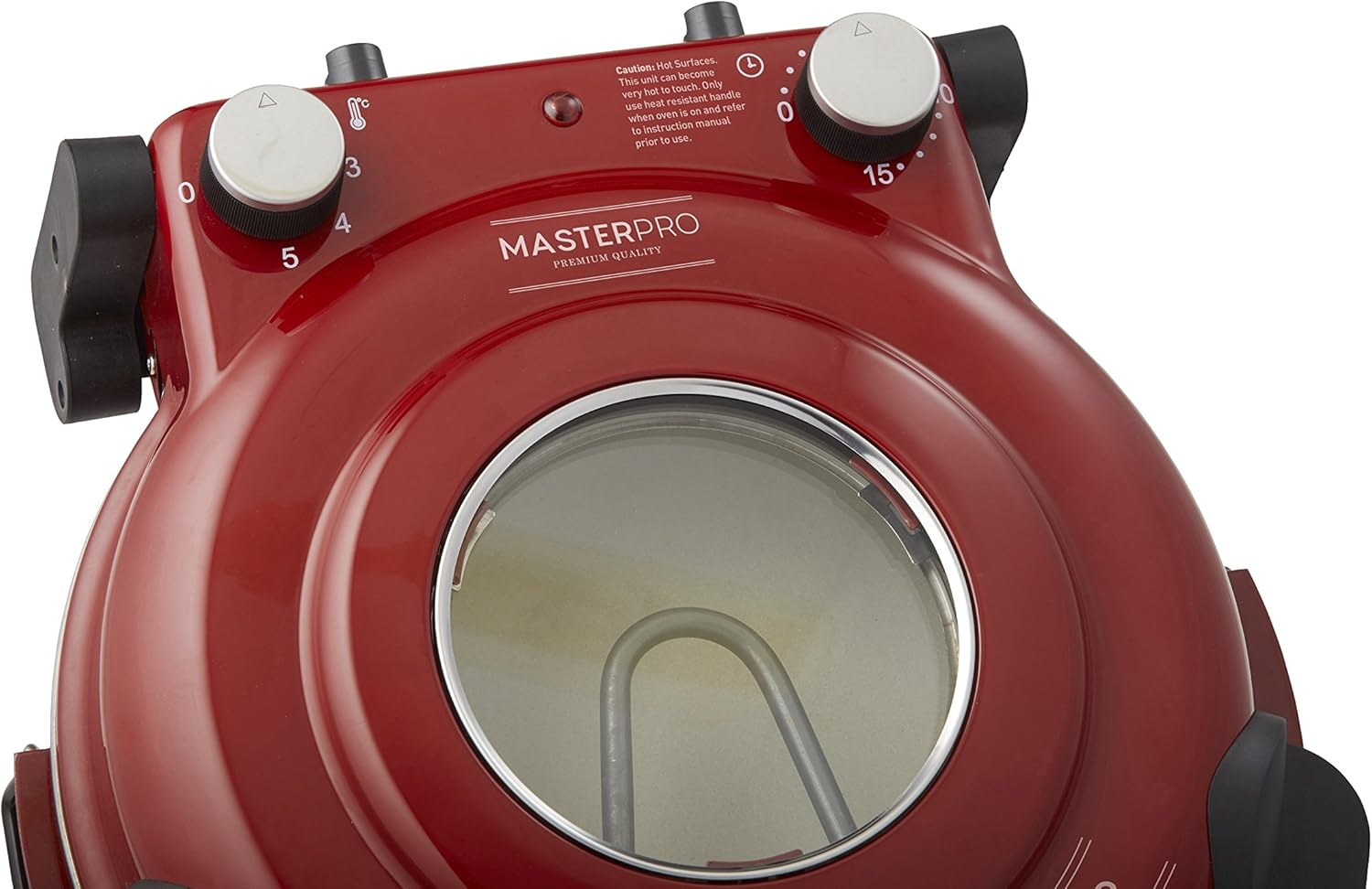 Masterpro the Ultimate Pizza Maker and Oven with Window |Cooks Stone Oven Pizza in 5 Minutes |Heats to 400&deg;C |1200W Motor |2 Lifting Paddles and Ceramic Baking Stone Included |Red image number 4