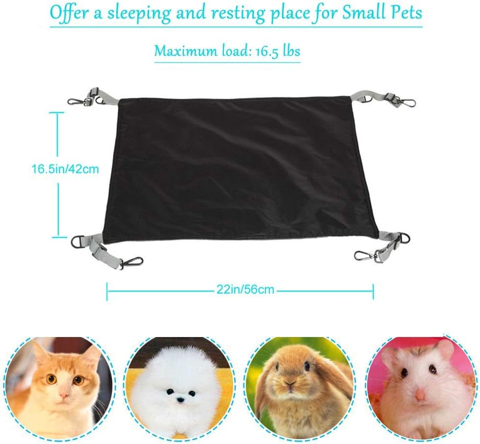 Slowton Hanging Cat Hammock, Adjustable Cat Bed for Cage, Two Sides Reversible Comfortable Waterproof Resting Sleepy Pad with Adjustable Straps and Metal Hooks for Cats Small Dogs Other Small Animals image number 2