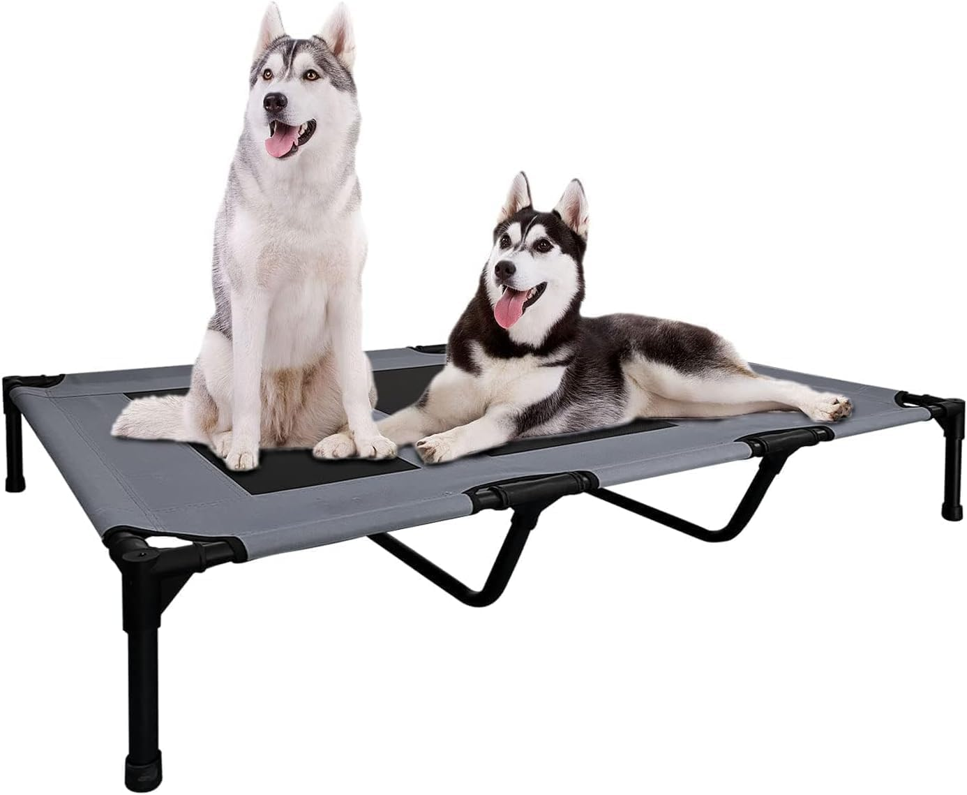 HAOLEYAO Elevated Dog Bed - Heavy Duty Dog Cot, Washable Raised Dog Bed with Chew Proof Mesh and Metal Frame, Portable Bed for Outdoor Use, Dog Cots Beds for X-Large Dogs (Grey, Xl(120X88X24Cm)) image number 5