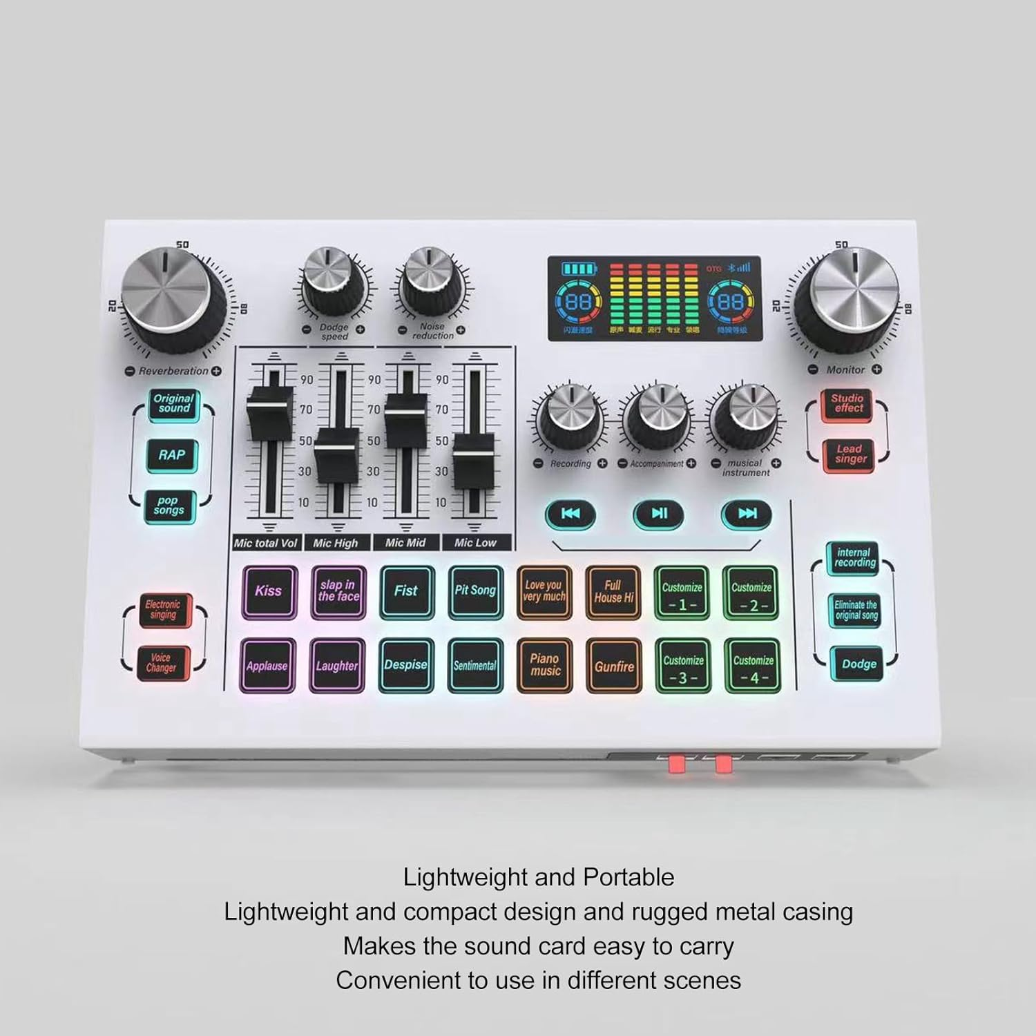 Professional Digital Mixer, USB Sound Interface Live Audio Mixer Sound Card Dual Core Digital Chip Sound Mixer, Support Dual Mic & Live & Headphones for Live Streaming Record image number 2