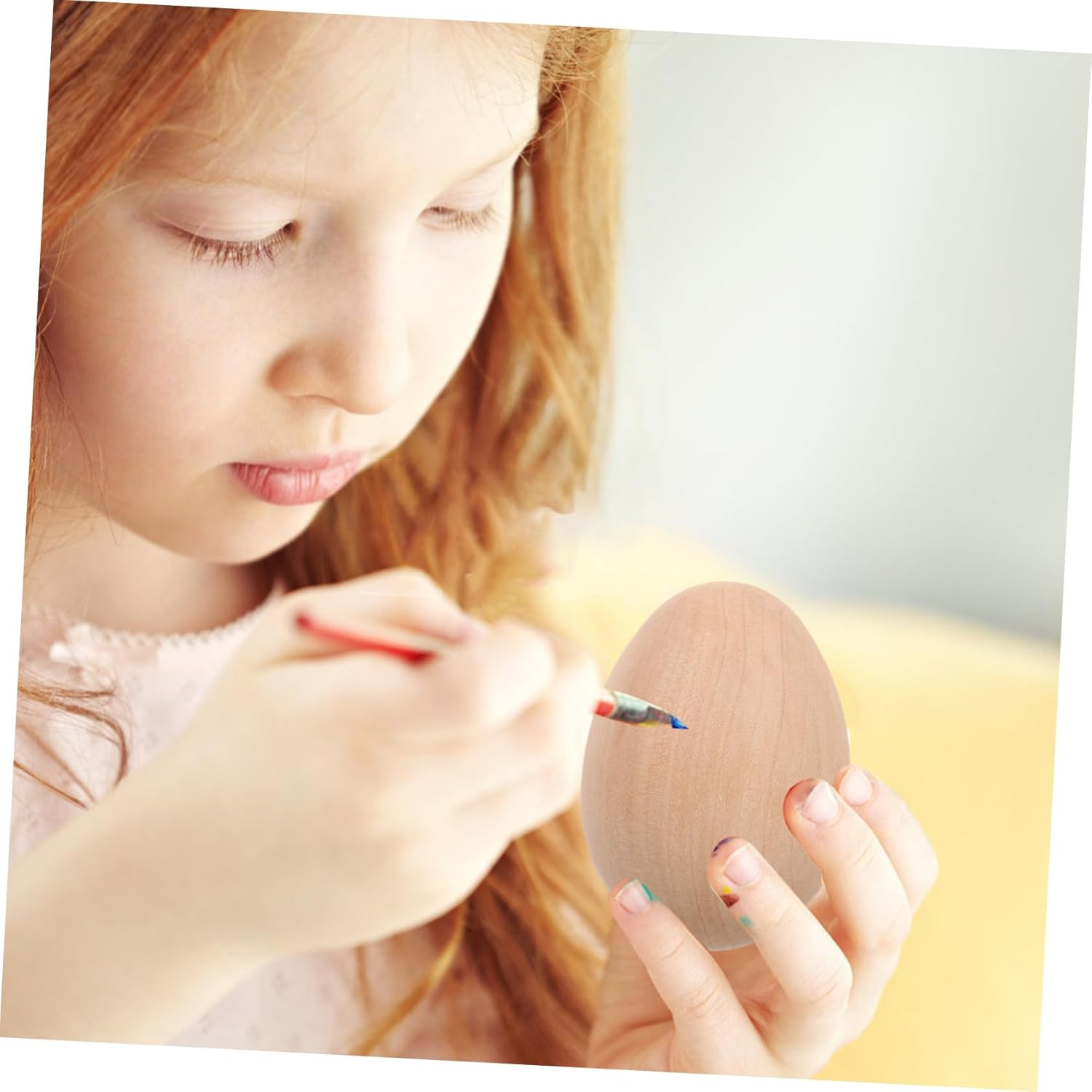 Kisangel 6Pcs Unfinished Wood Eggs for Crafts Fake Chicken Eggs for Easter Decorating with Smooth Surfaces for Painting and Home Decor Safe and Sturdy Art Supplies image number 2