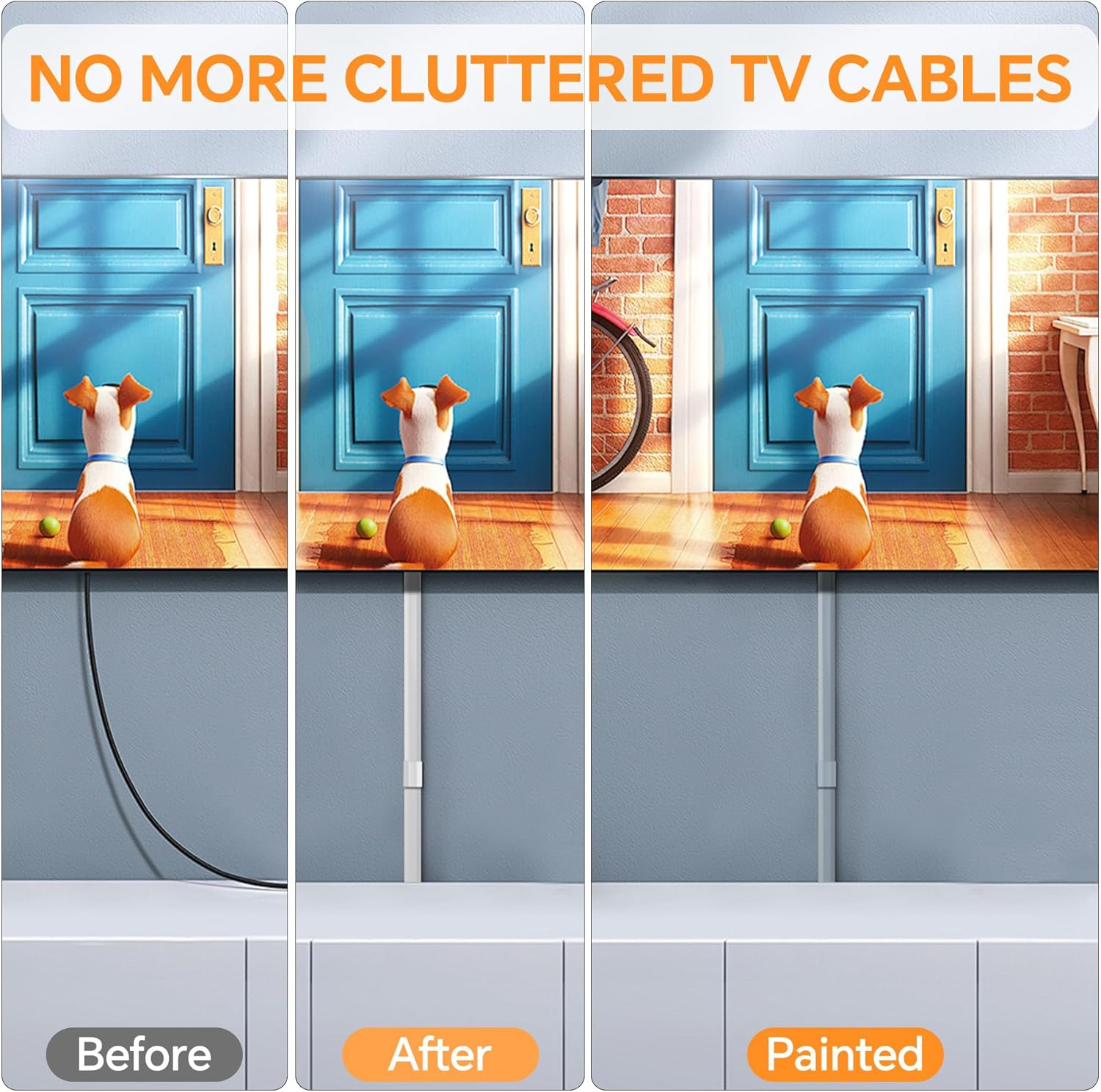 BREENHILL Cord Cover on Wall, 24X14Mm Cable Raceway 10-Pack (40Cm) - Medium Cord Concealer for Multiple Wires, Wall TV Power Supply Organizer, Paintable Design