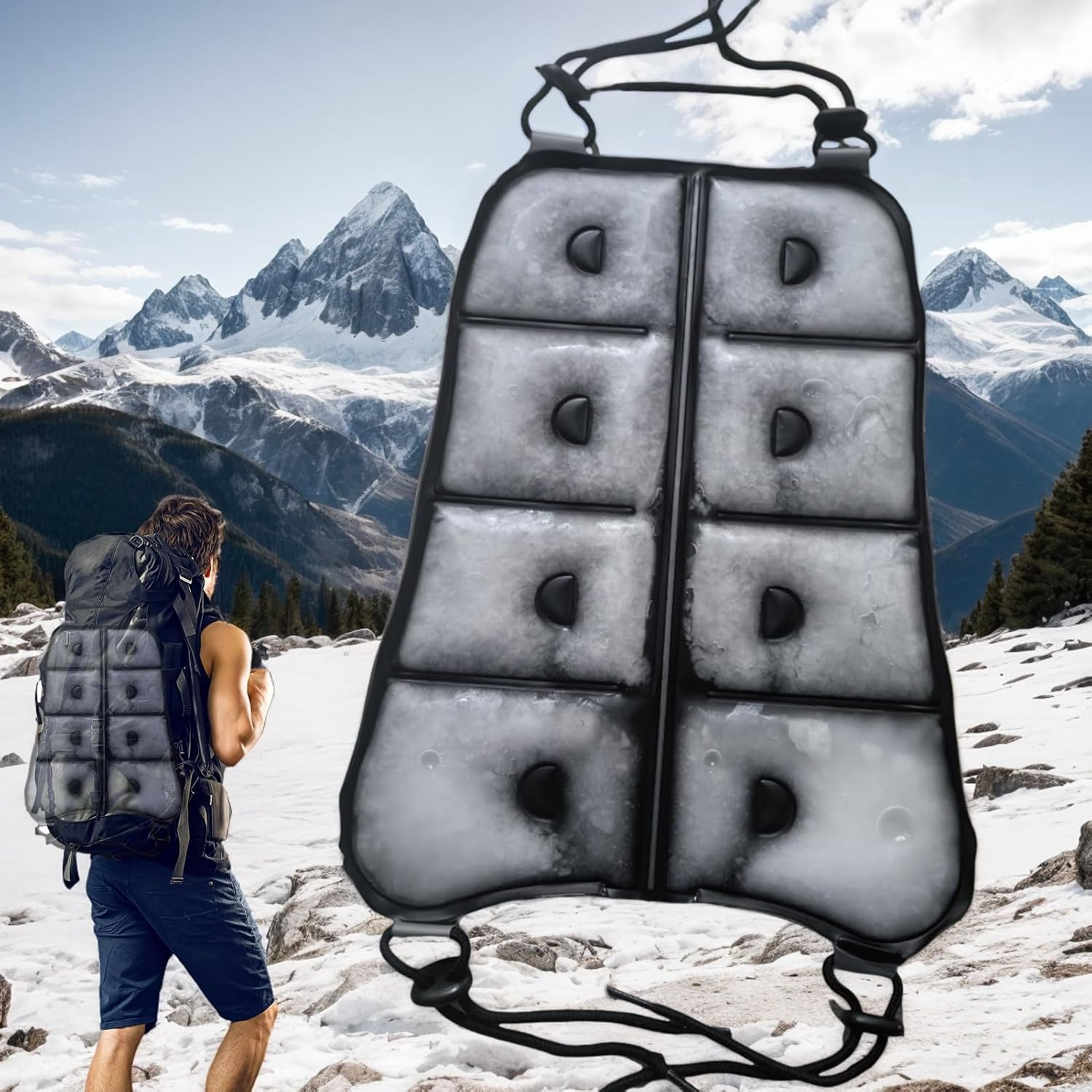 Ice Back Mat,Outdoor Portable Ice Back Pad - Labors Adjustable Vest, Wearable Sports Equipment for Teens Adults Golf Commuting Fishing Hiking Camping image number 2