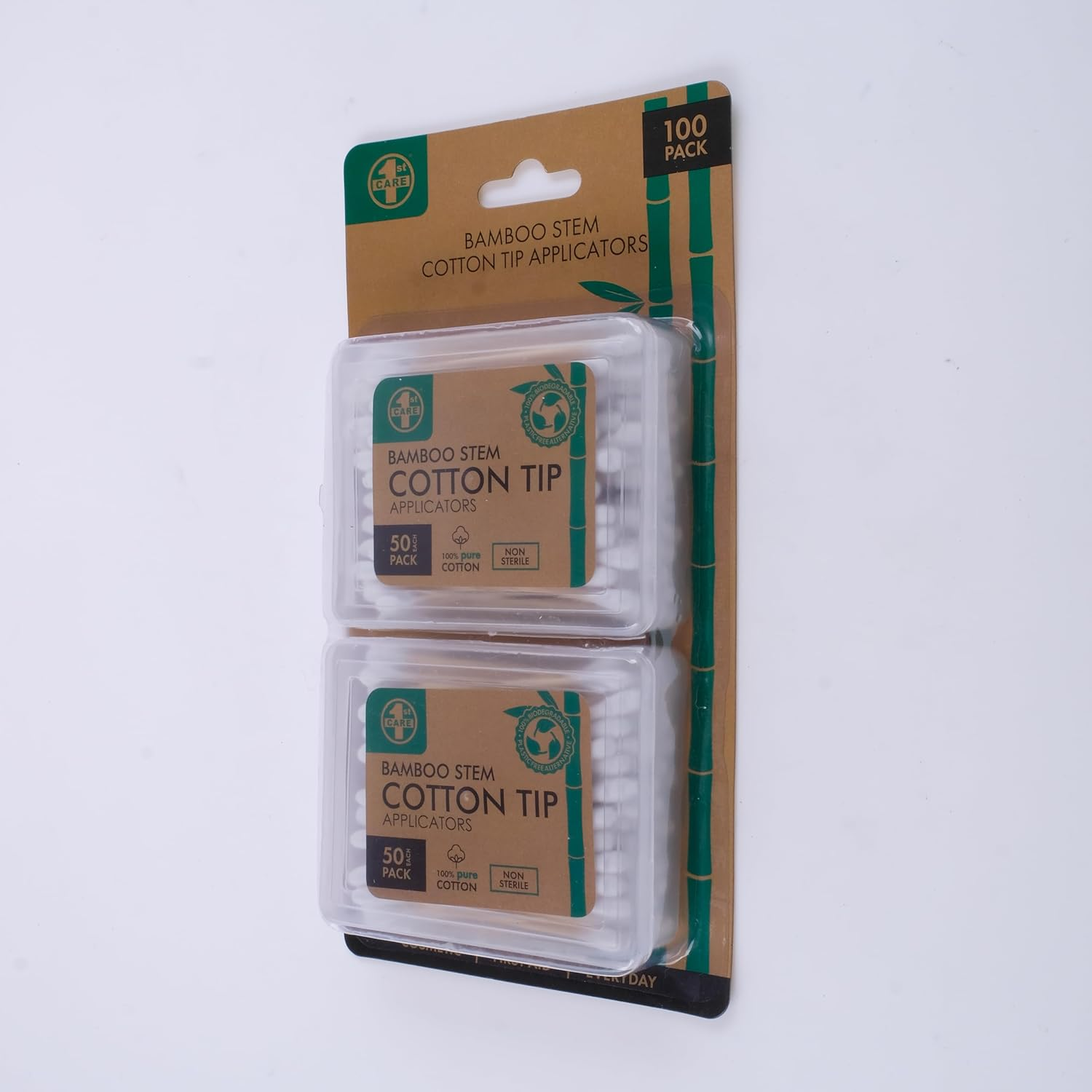 1St Care Cotton Tip Applicator with Bamboo Stem, 7.3 Cm (100 Pieces) (Pack of 2) image number 1