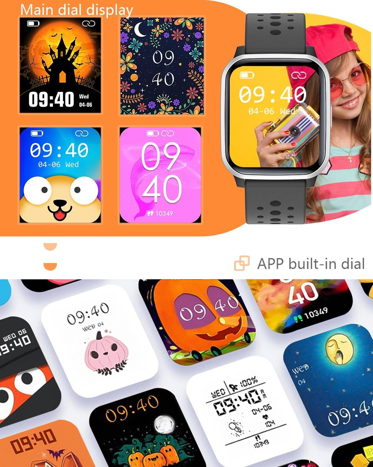 Kids Smart Watch for Girls Boys, 1.54'' Fitness Activity Tracker Watch with Games, Sleep Modes, 20 Sports Mode, Pedometers, Waterproof, Great Smartwatch Birthday for Kids Age 6+ Kids Teens (Pink) - Blue image number 2