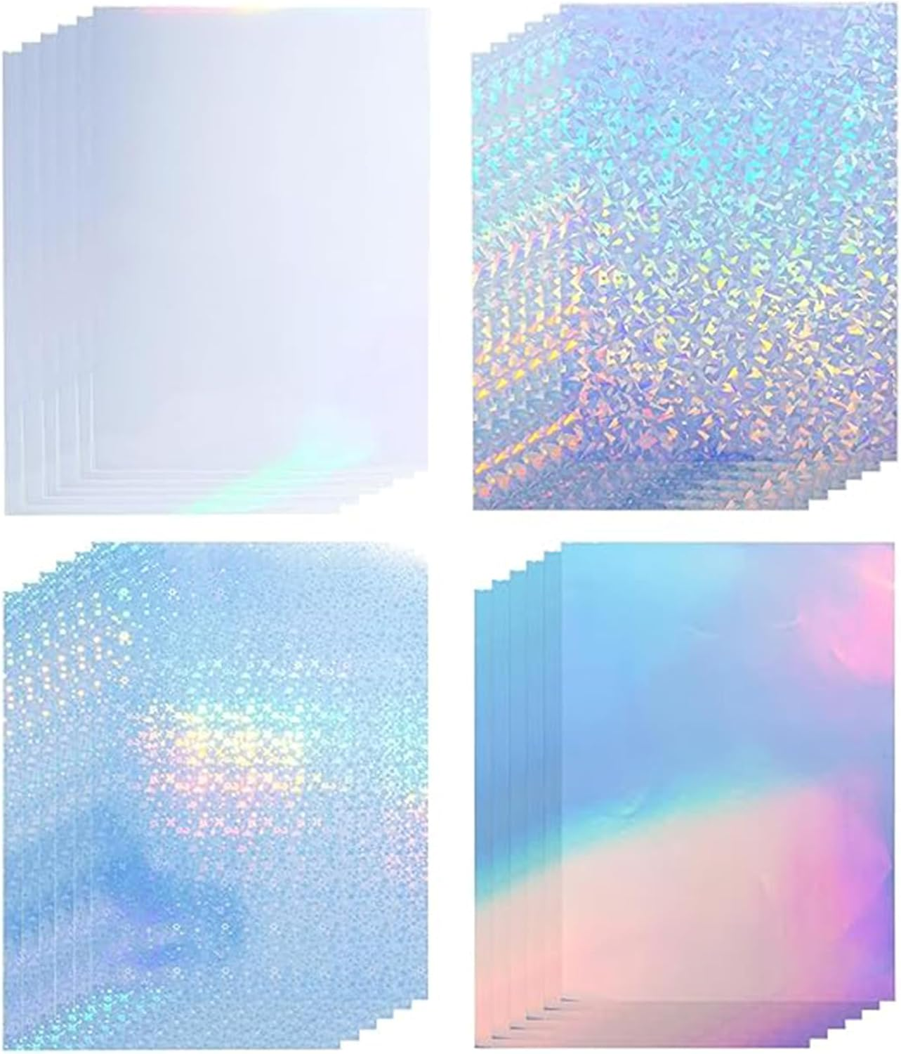 24 Sheets Vinyl Printable Sticker Paper, A4 Size Holographic Glossy Self Adhesive Sticker Paper, Waterproof Quick Dry Sticker Paper for Ink Jet Laser Printer, 8.25 X 11.7 Inch image number 3