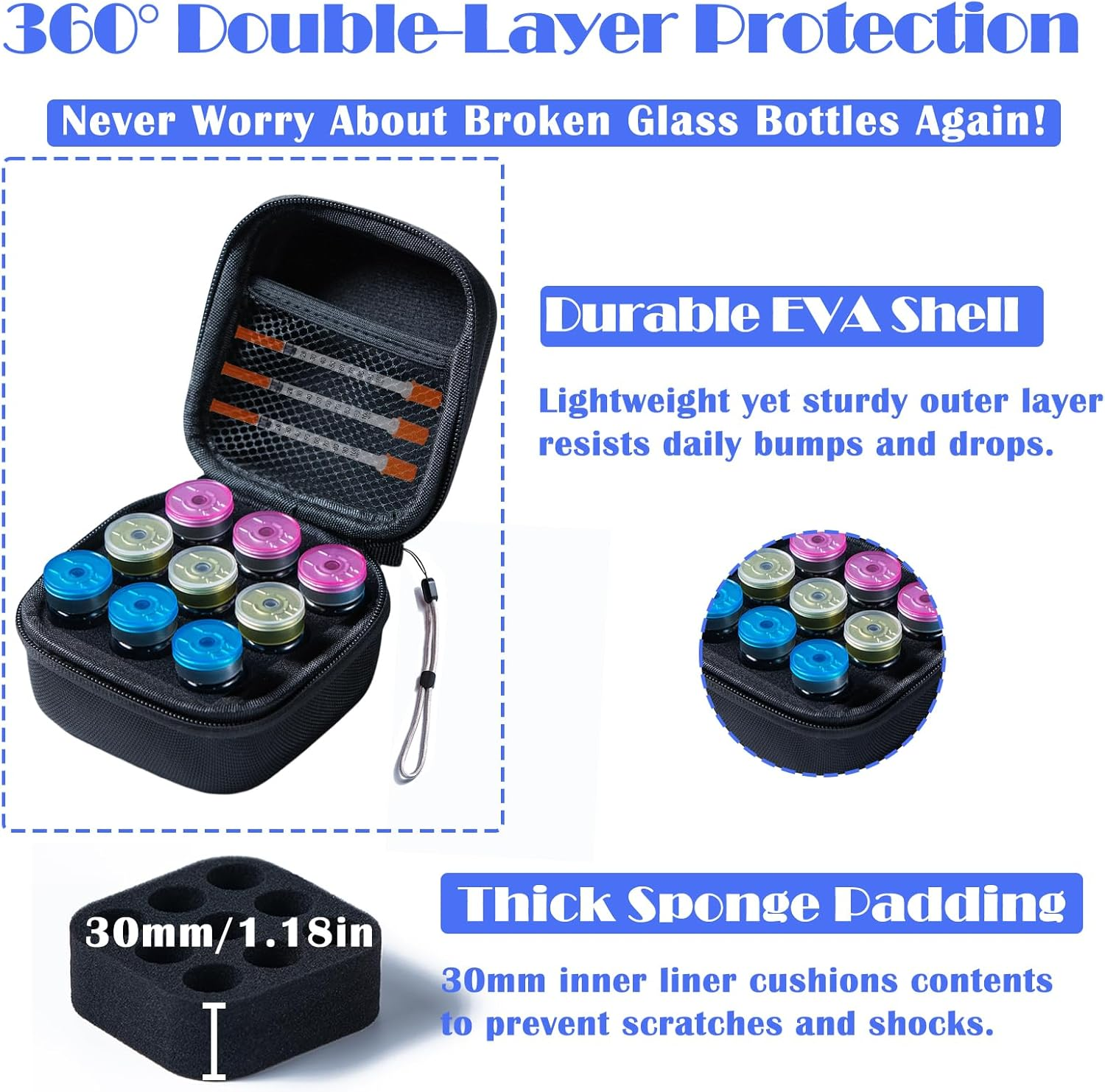 Insulin Fridge Holder Storage Case Insulin Vial Protector Holder Insulin Cooler Travel Case Organizer Fits Standard 10Ml U-100 Vials,9-Slot,Black (9 Slots) image number 5