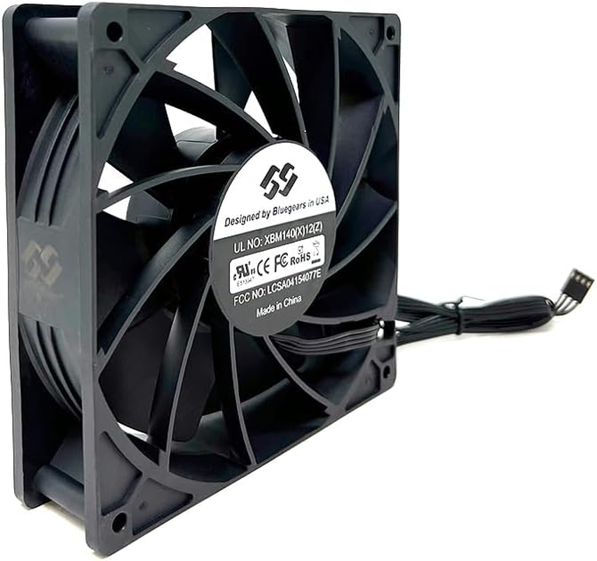 Bgears B-Blaster 140X38 (PWM Version) Extreme Cooling Gaming PC & Mining Machine Fan, Hi-Speed 5200RPM W/Airflow of 308 CFM, 2 Ball Bearing Designed for Extended Life & High Performance, 4 Wire Black