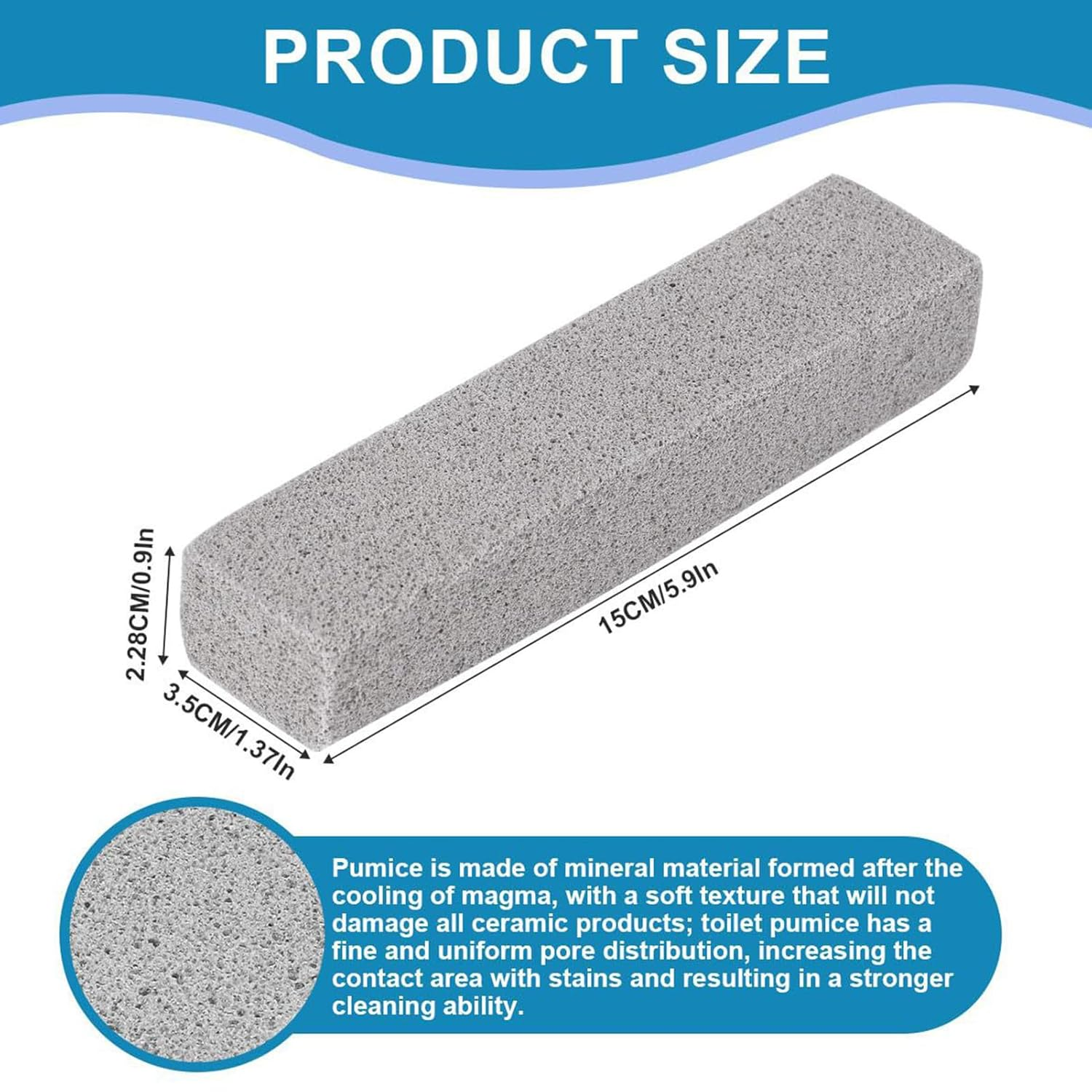 Toilet Pumice Stone - Pumice Stick | 10 Pieces Abrasive Blocks Heavy-Duty | Non-Scratch for Shower Tile Bathtub Seam Grout Oven Glass image number 1