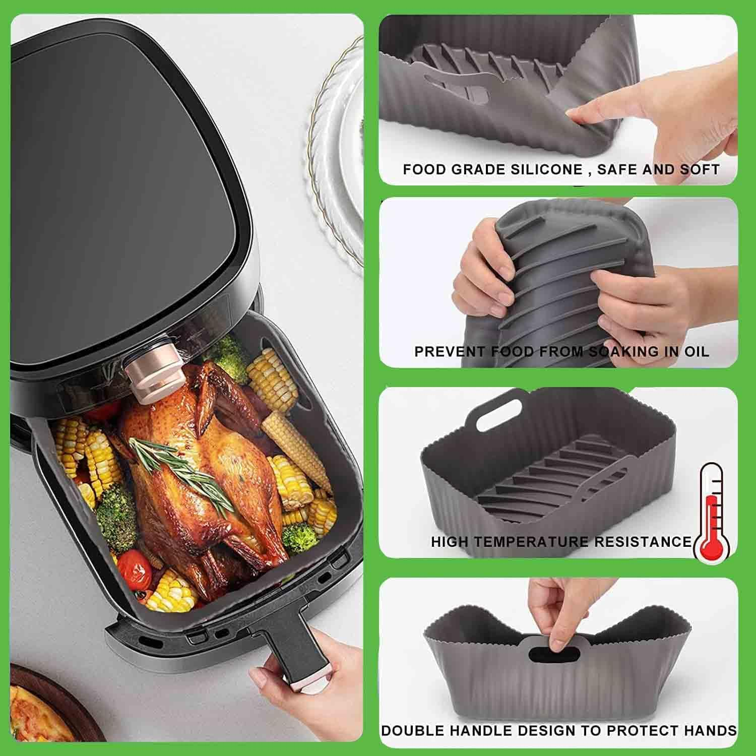 Air Fryer Silicone Liners for Ninja Dual Air Fryer, 2Pcs Non-Stick Air Fryer Basket Accessories for Ninja AF300 AF400UK, Reusable Silicone Air Fryer Liners for Ninja Foodi image number 5