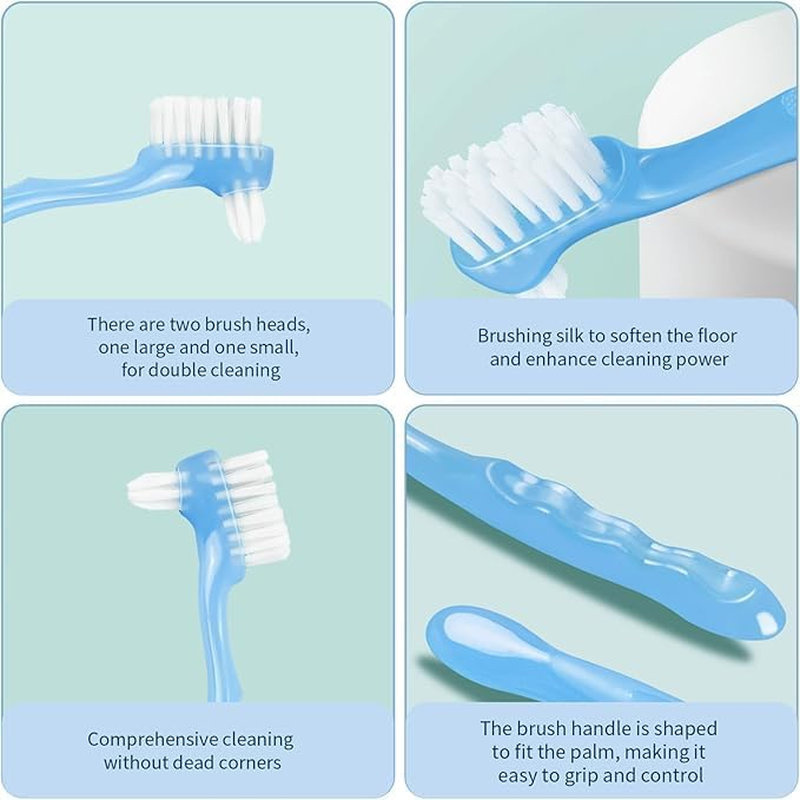 Denture Toothbrush with Dual Heads, 4Pcs Hard Denture Brush Double Sided Toothbrush, Dual Head Denture Toothbrush with Hard Bristles image number 4