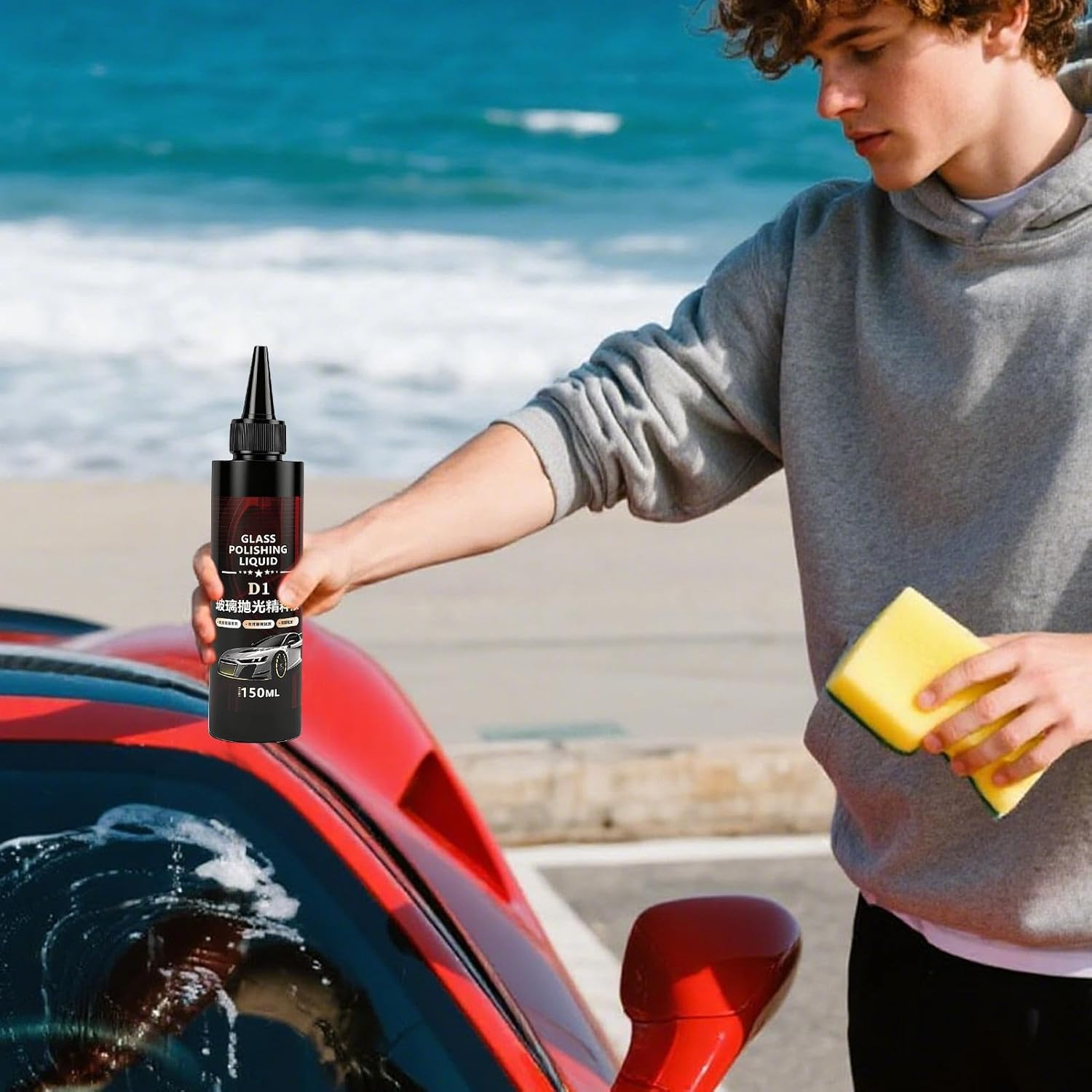 Huayeex Glass Polishing Compound | Windshield Oil Film Remover Glass Cleaner - High Gloss Shine Cleaner Detailing Supplies for Automotive Truck Men RV Safe Driving Women Travel image number 4