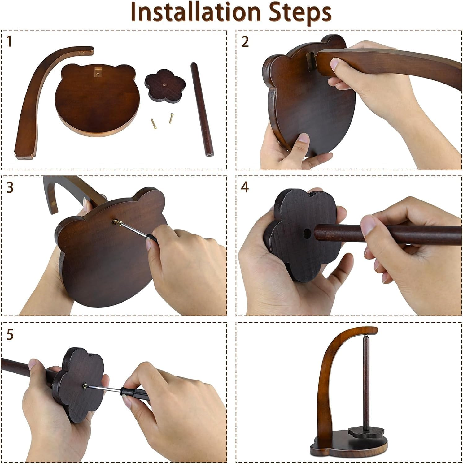 Wooden Yarn Spinner, Yarn Holder for Knitting and Crocheting, Sewing Spindle Thread Holder for Crochet Well, Girls, Women (Vintage Color) image number 4