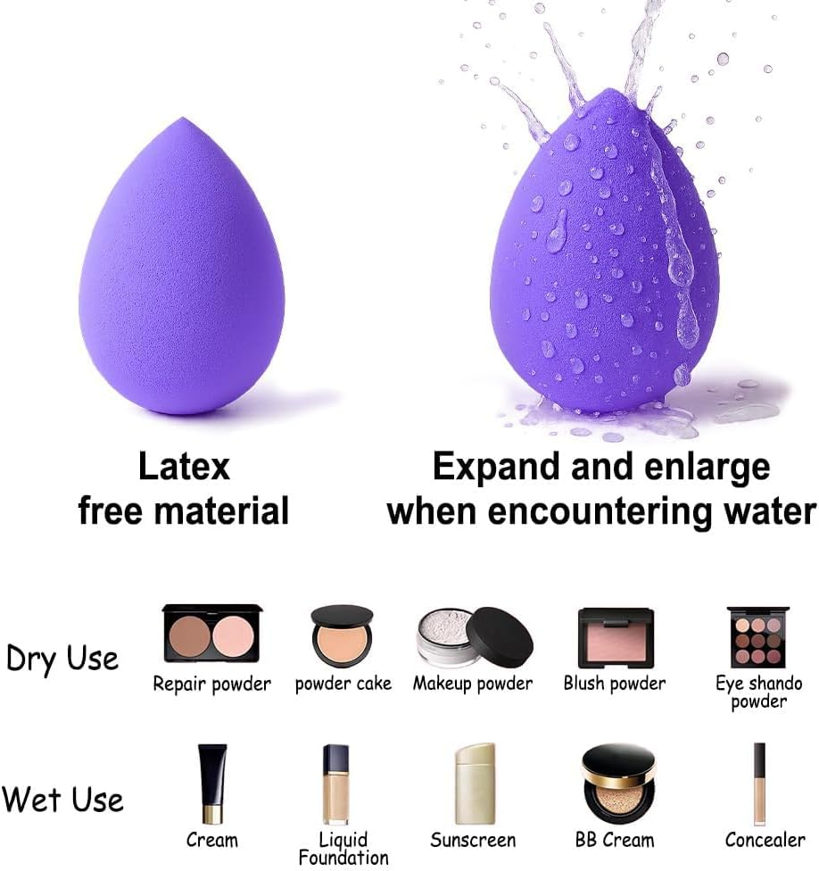Makeup Sponges for Foundation, 12PCS Makeup Egg Sponge for Dry & Wet Use,Blending Powder Puff, Beauty Gifts for Women,Travel Beauty Products, Skincare Accessories image number 5