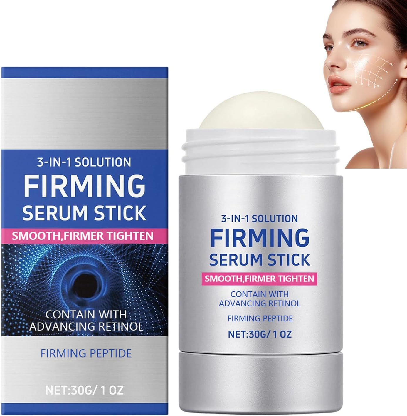 Advancing Retinol Firming Serum Stick, Retinol Face Neck Firming Serum Stick, Enhancing the Elasticity of the Skin, Reduce Wrinkles, Hydration and Moisturizing, Tightening Sagging Skin (1Pcs)