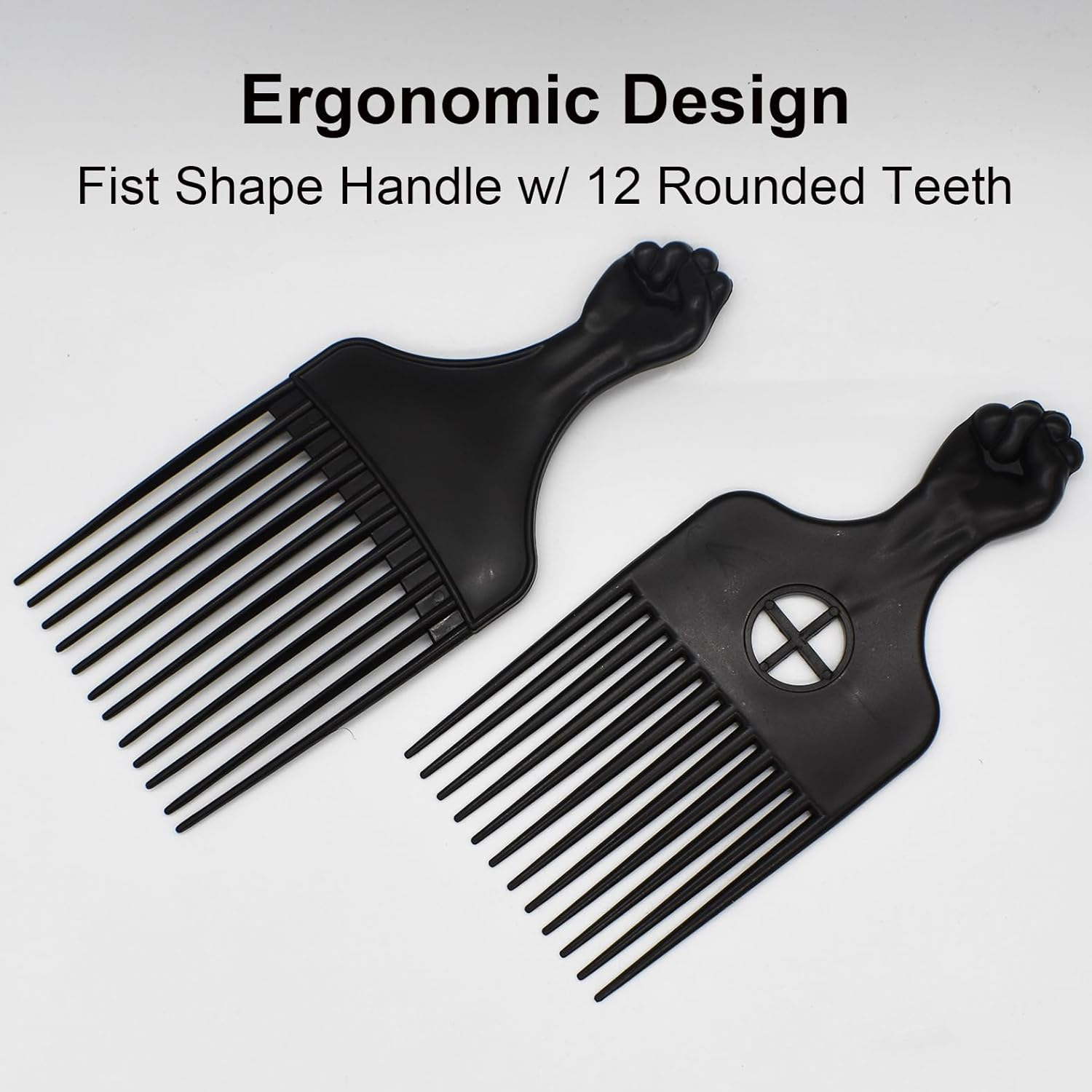 2 Pieces Professional Afro Hair Comb Detangling Comb Hairdressing Comb Afro Braiding Comb for Wigs Natural African Thick Curly Long Short Hair Styling Men Women Hair Salon image number 5