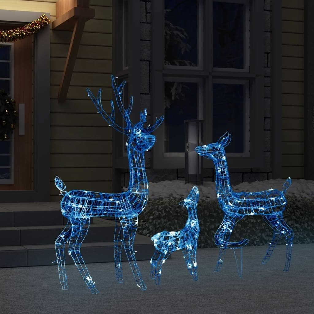 Christmas Reindeer, Xmas Light up Reindeer Outdoor Yard Christmas Decoration Acrylic Reindeer Family Christmas Decoration 300 LED Blue image number 1