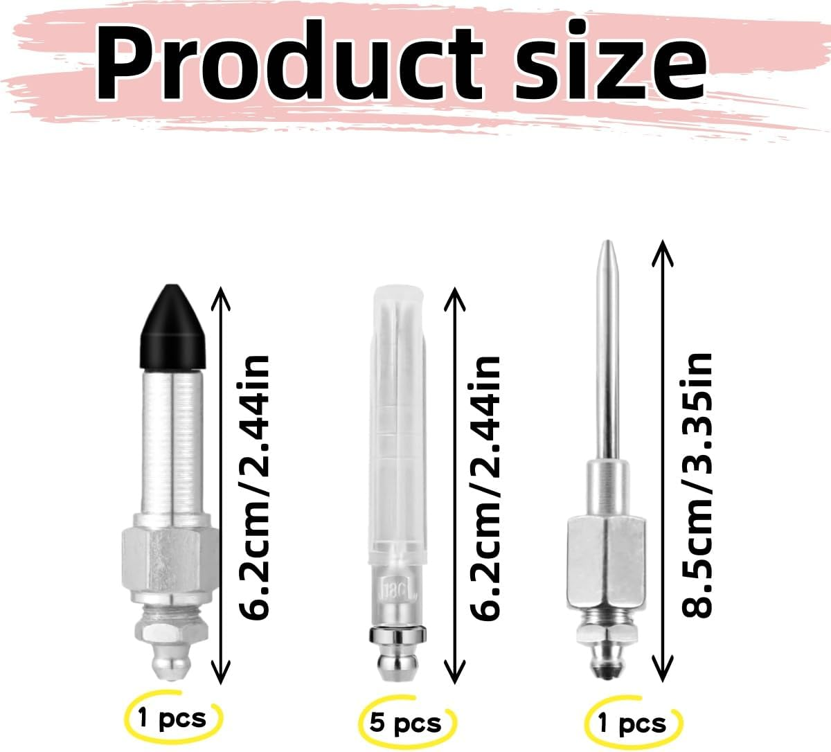 Grease Injector Needle, 7PCS Bearing Needle Nozzle,Grease Gun Accessory Set,Includes 5 Nozzles, 1 Dispenser, and 1 Rubber Nipple Adapter image number 5