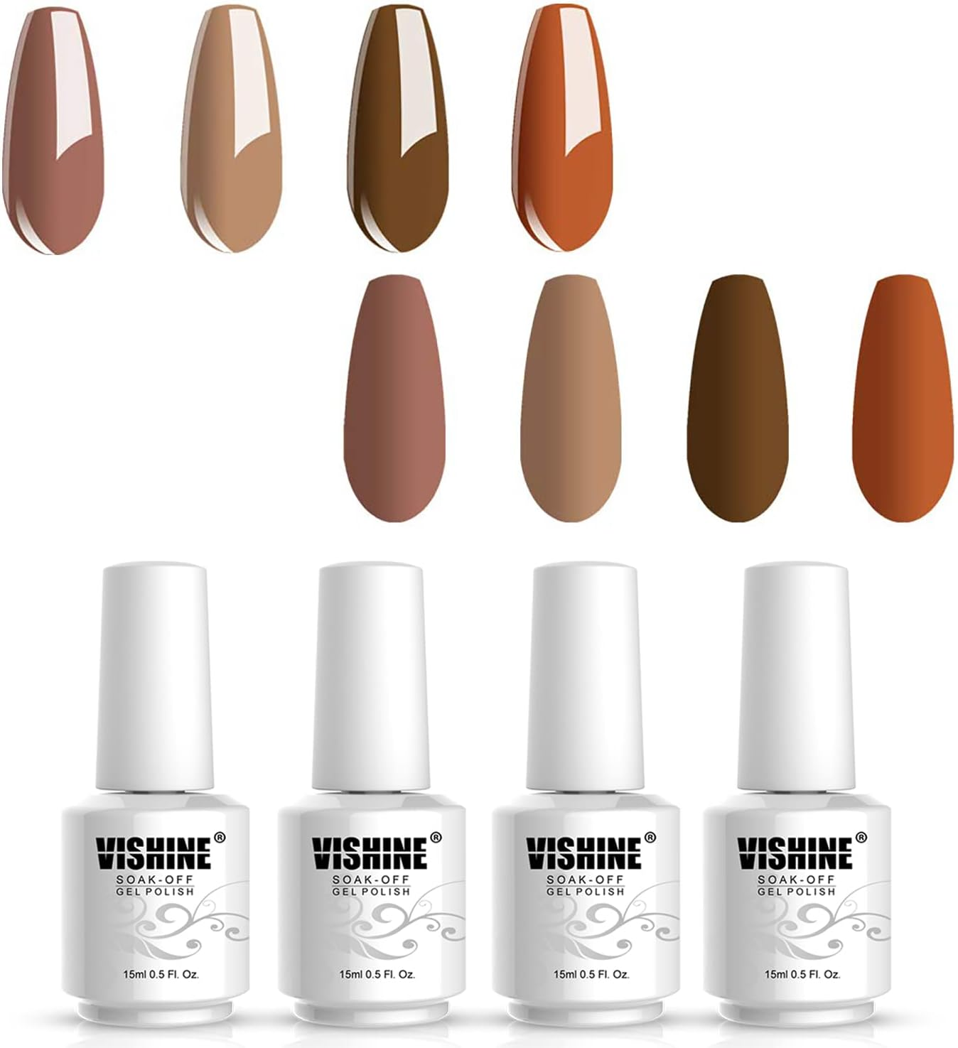 Vishine 4 Colours Carnival Green Gel Nail Polish Kit, 15 Ml Glitter Green Gel Nail Polish Set, Olive Green Avocado Dark Green Nail Polish, Soak off UV LED Nail Gel Polish for Nail Studio, DIY at Home