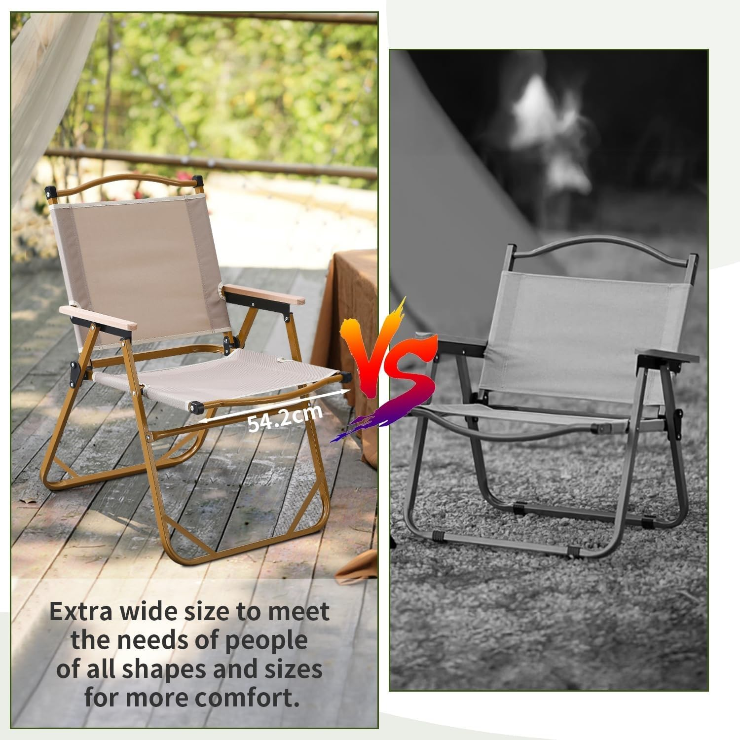 Folding Camping Chair, Lightweight, Portable & Sturdy with Wooden Armrests - Durable Outdoor Chair Camp Seat for Adults, Beach, Picnic, and Patio image number 3