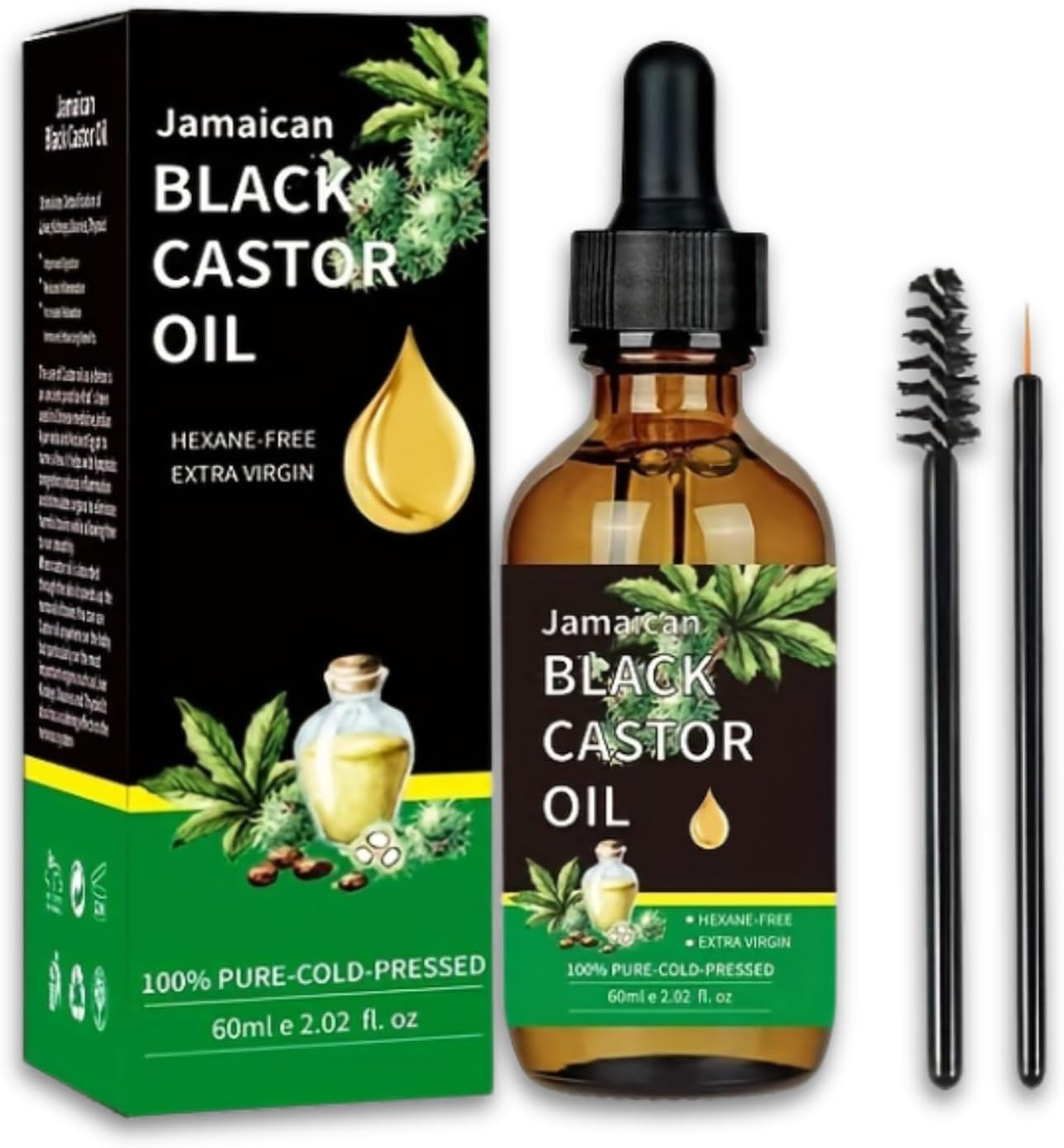 Jamaican Black Castor Oil, 100% Pure (2.02 Oz with Eyelash Kit)-Organic Castor Oil for Hair & Skin, Stimulate Growth for Eyelashes, Eyebrows, Massage Oil for Aromatherapy 60ML image number 3