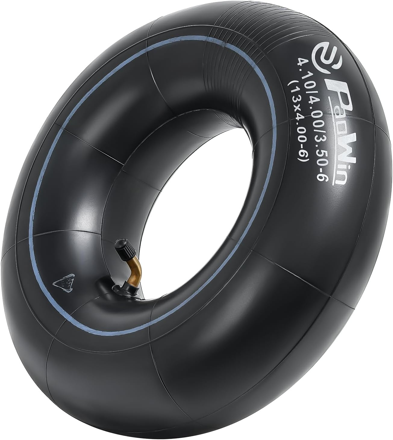 Paowin 2 Pcs 4.10-6 Tube,3.50-6 Tube,Tr87 Bent Valve,4.10/4.00/3.50-6 Heavy Duty Wheelbarrows Inner Tube,Compatible with 4.10-6 4.00-6 3.50-6 Hand Truck/Wheelbarrow/Lawn Mower Tire,Pt-025 image number 3