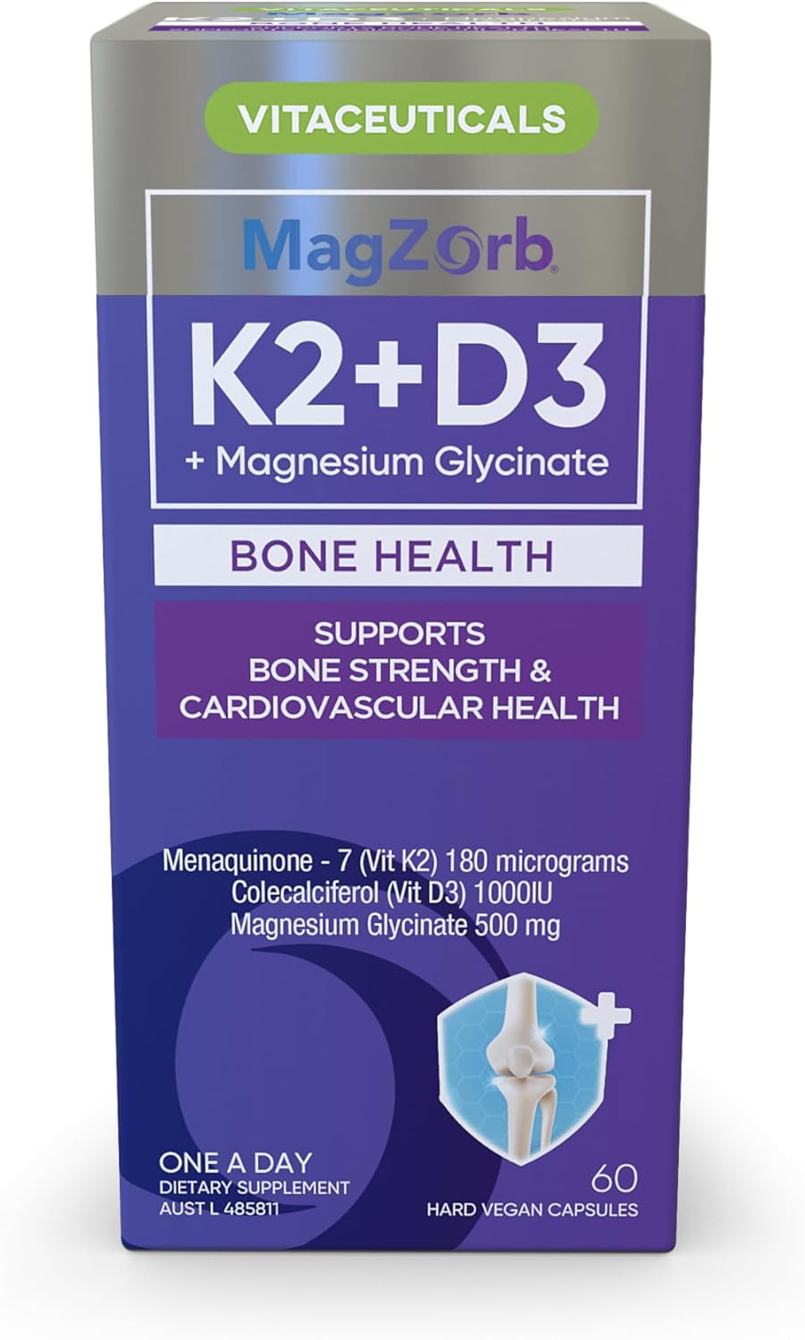 Magzorb K2 + D3 + Magnesium by Vitaceuticals | Daily Support for Bones, Heart, Muscles & Immunity | 60 Tablets | Made in Australia image number 1