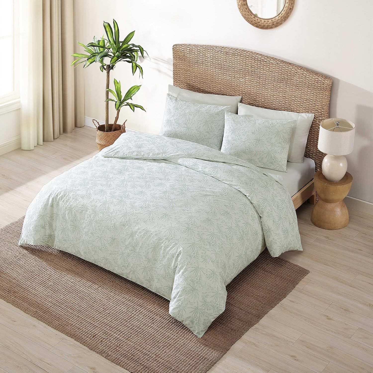 Tommy Bahama- King Duvet Cover Set, Reversible Cotton Bedding Set with Matching Shams, Coastal Home D&eacute;cor (Pen and Ink Light Green, King) image number 5
