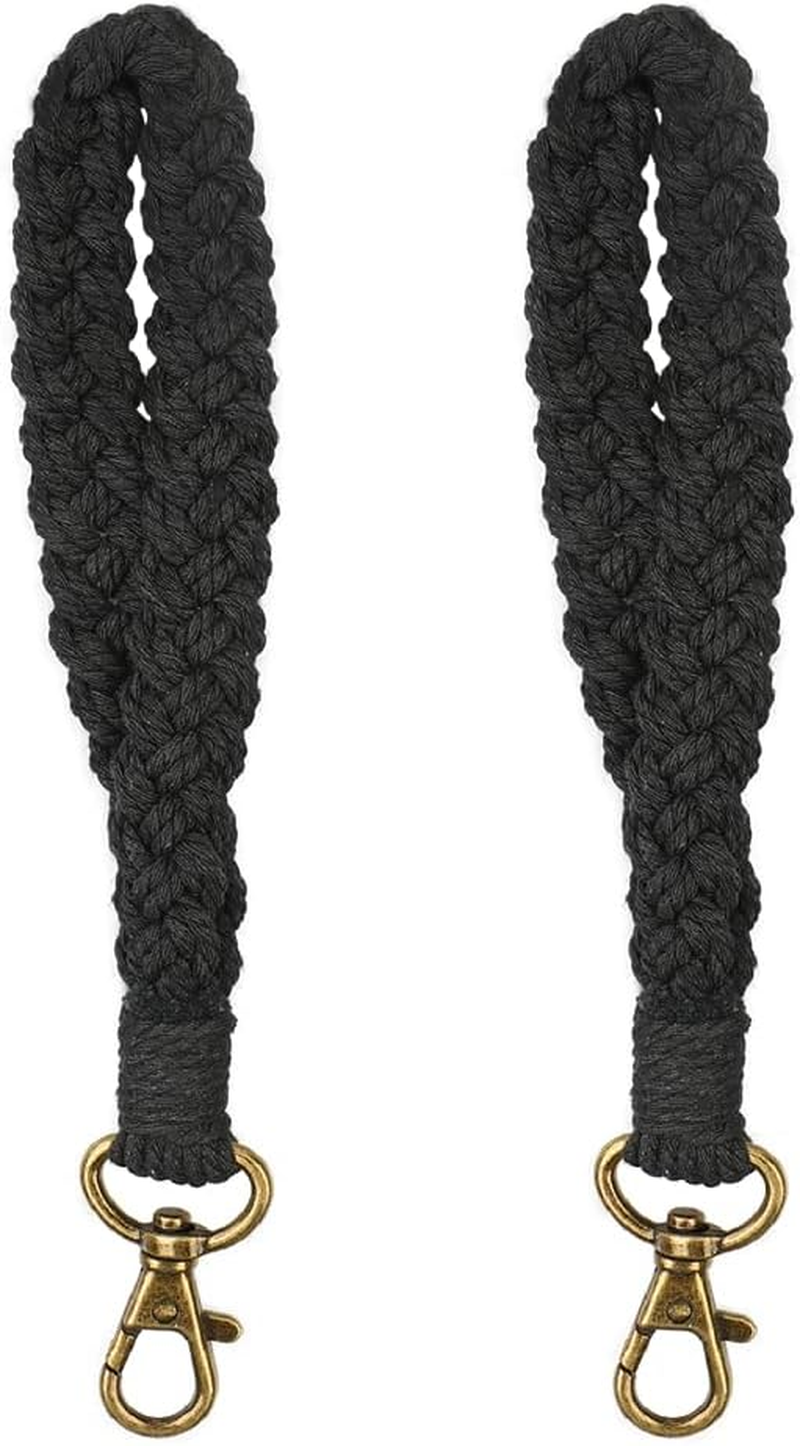 AOKSUNOVA Macrame Keychain Wristlet Strap for Key Hand Wrist Lanyard Key Chain Holder Handmade White Black