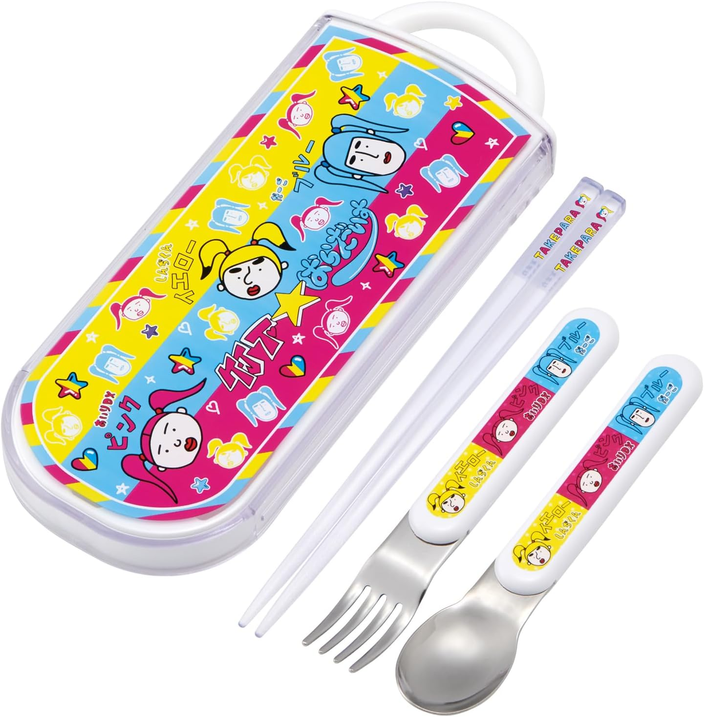 Skater TACC2AG Bento Lunch Box Trio Set (Chopsticks, Spoon, Fork), Easy to Open Slide Type, Antibacterial Treatment