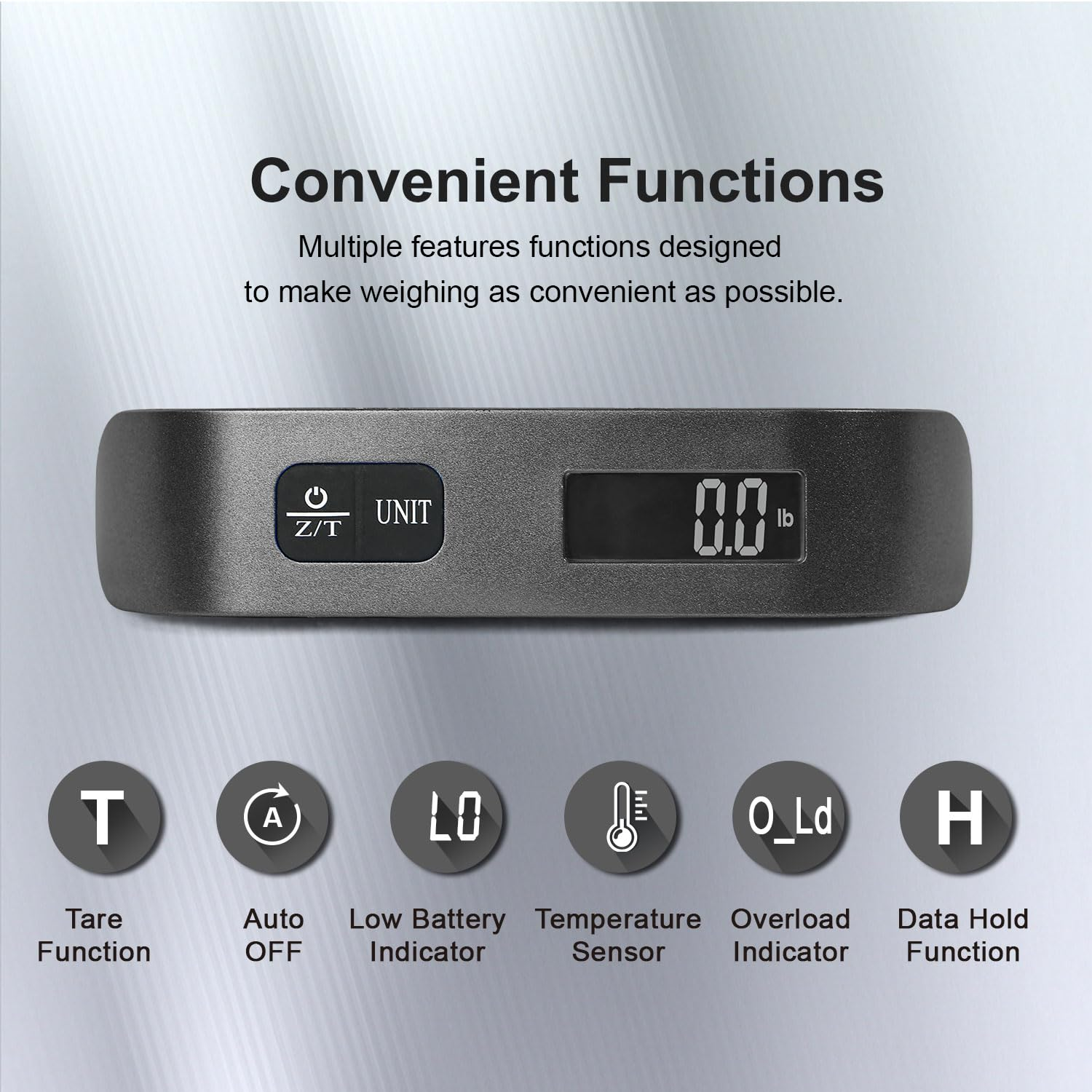 Travel Inspira Luggage Scale, Portable Digital Hanging Baggage Scale for Travel, Suitcase Weight Scale with Rubber Paint, 110 Pounds, Battery Included - Black (Black)