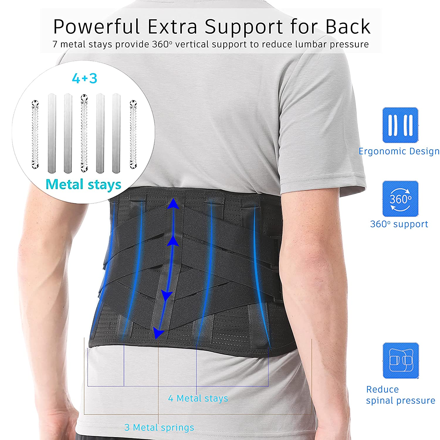 Heated Back Brace for Lower Back Pain Relief Women Men; Cordless Heating Waist Belt Wrap Operated by Rechargeable Battery; Far Infrared Heat Therapy for Herniated Disc, Sciatica, Scoliosis (Black, M) image number 2