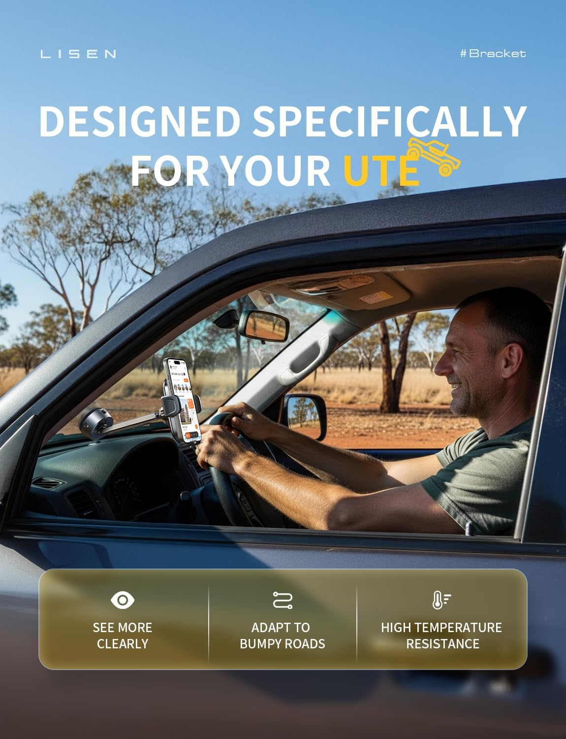 LISEN A680 Vacuum Car Phone Holder, 360&deg; Adjustable Electric Suction Phone Holder Mobile Phone Car Holder Vacuum Suction Cup Foldable for Iphone 17 Air 16 15 Pro Max Galaxy S25 Ultra, Black image number 2