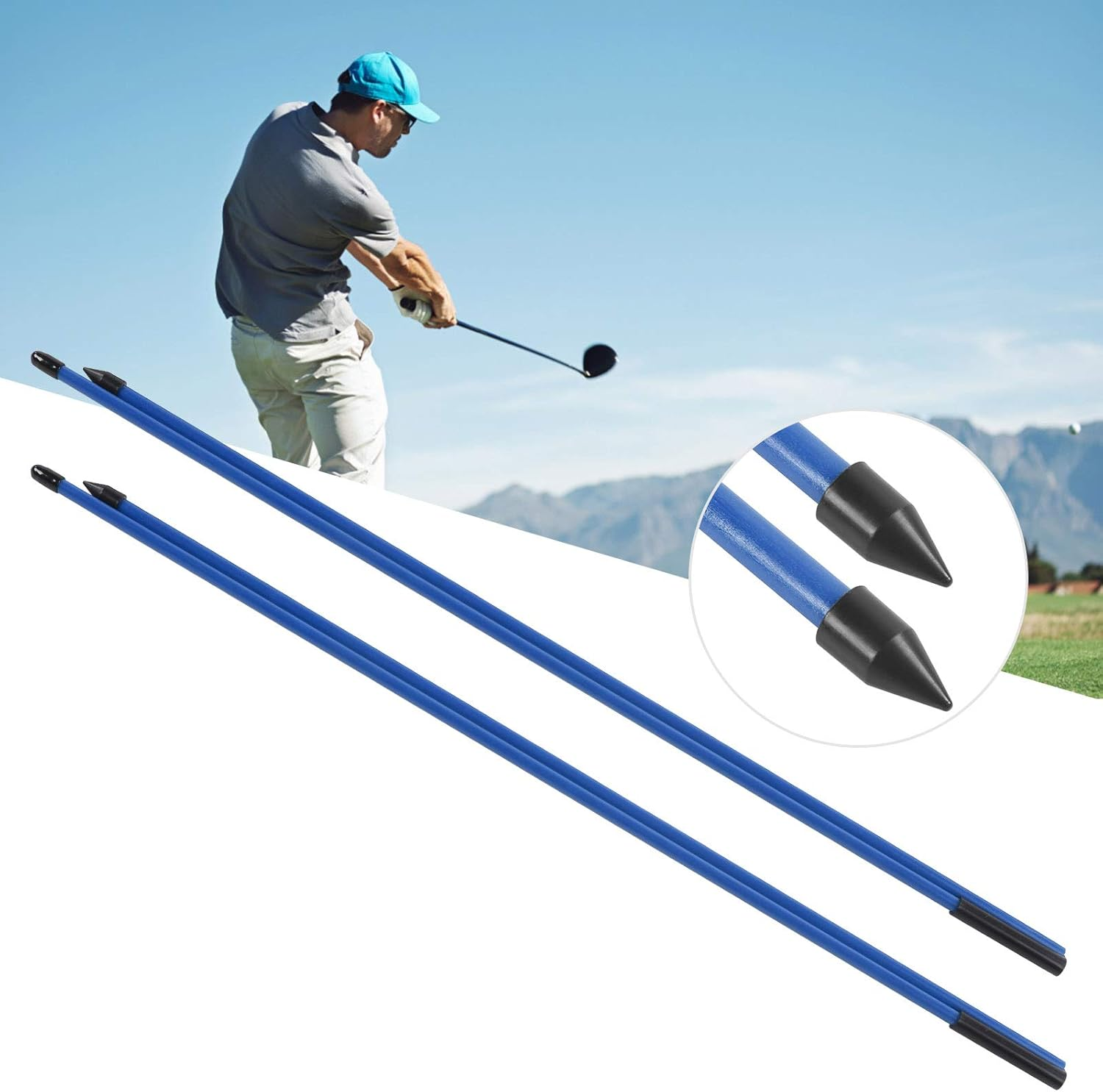 Golf Practice Sticks, 2 Sections Golf Alignment Sticks Foldable Golf Training Sticks Durable Golf Alignment Sticks for Golf Lovers for Outdoor for Golf Course(Blue) image number 5