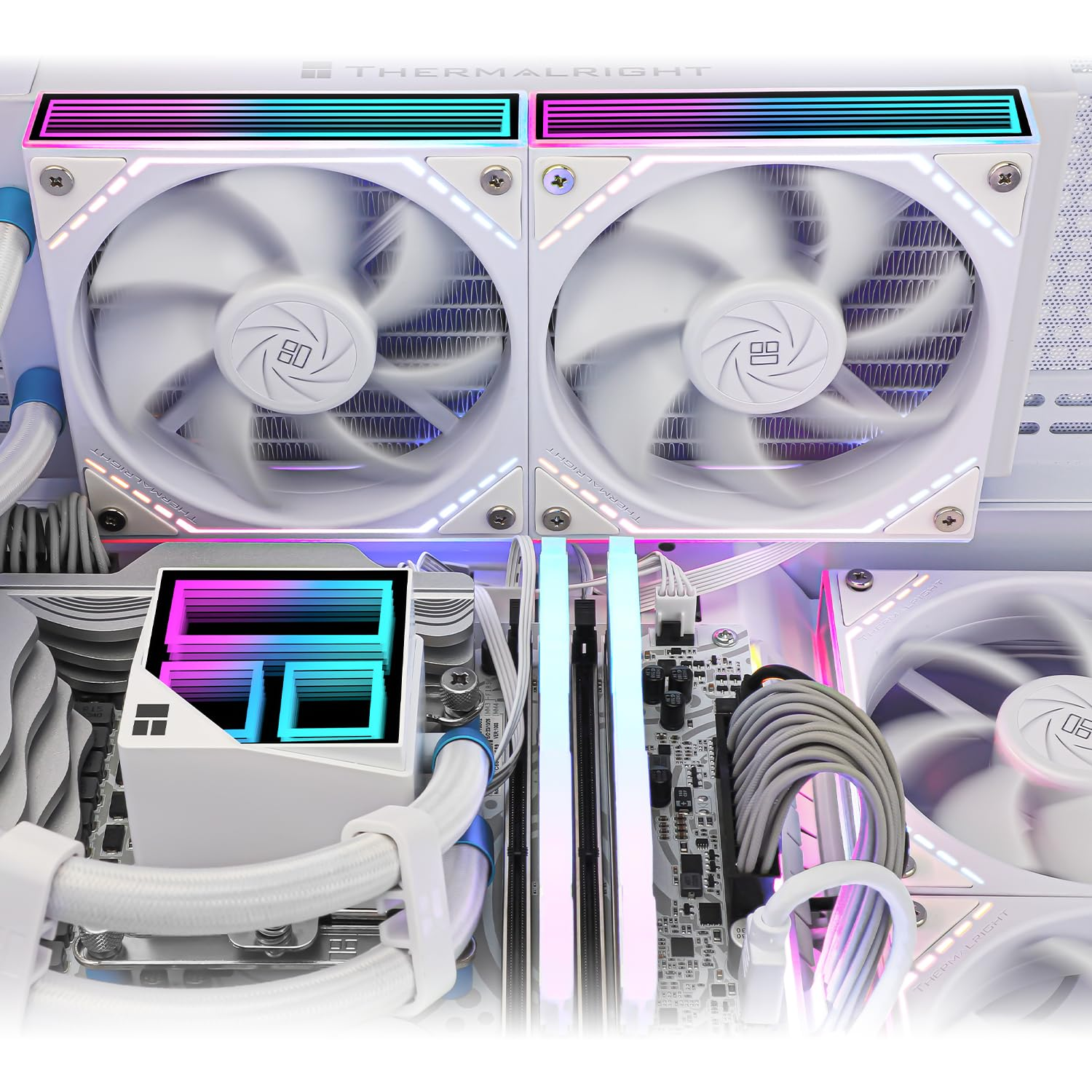Thermalright Frozen Infinity 240 White CPU Water Cooler,240 Aio CPU Cooler PC Cooling System, Double TL-M12W PWM Fans,Infinity Mirror CPU Cooler,For Am4/Am5,Intel LGA1851/1700/1150/1151/2011 image number 5
