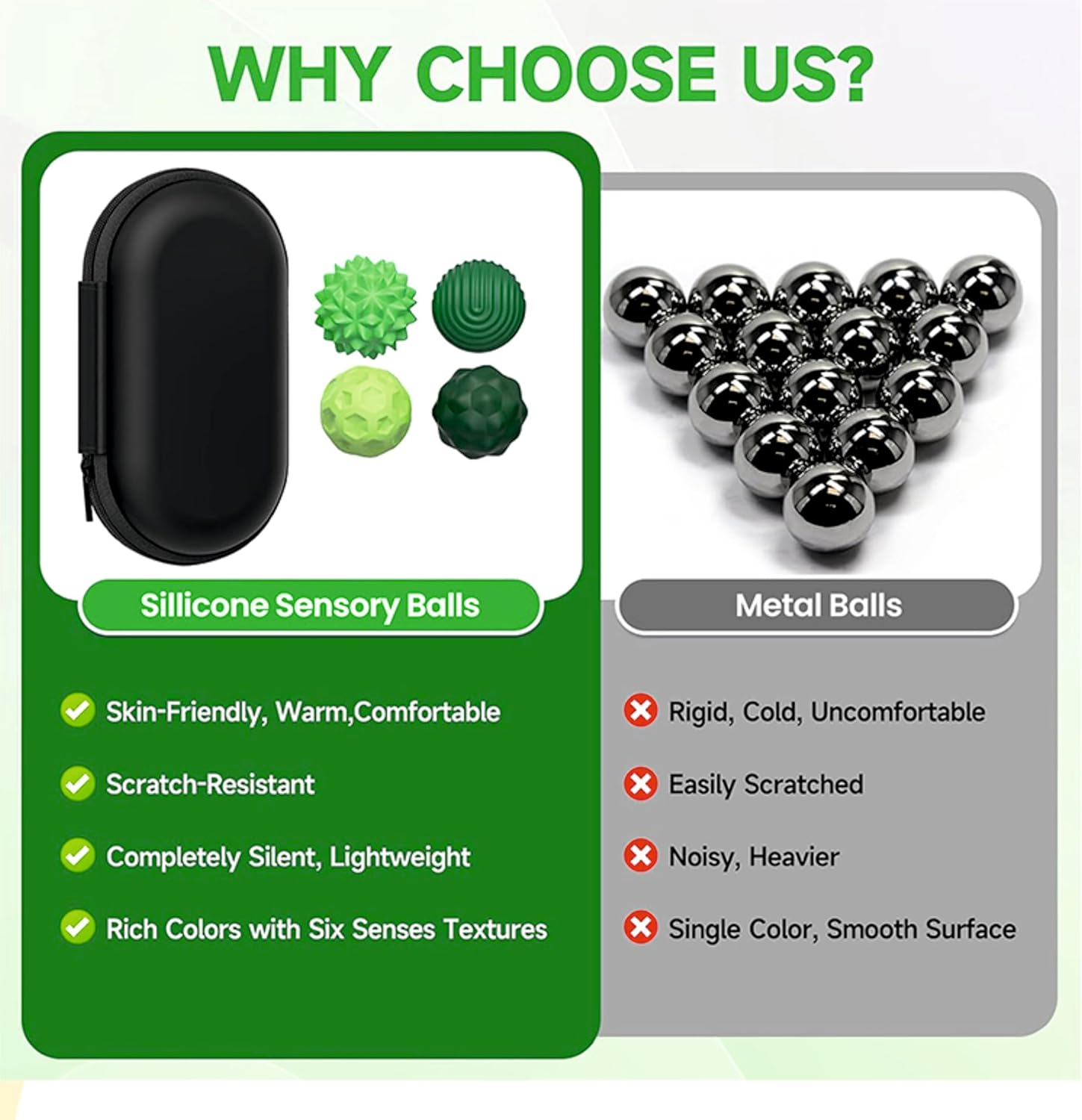 Generic 8 Pcs Fidget Balls for Adults & Teens &ndash; Small Desk Toy for Focus & Relaxation &ndash; Green Silicone Sensory Balls image number 5