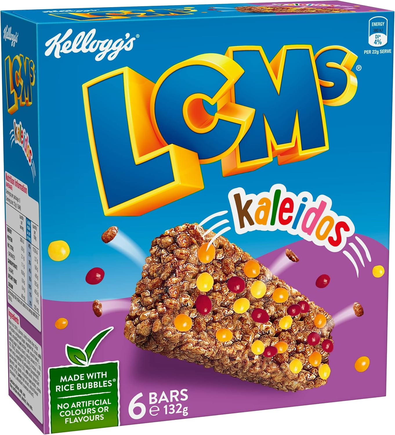 Kellogg'S Lcms Kaleidos Puffed Rice Snack Bars, 132G, 6 Count (Pack of 1) image number 2