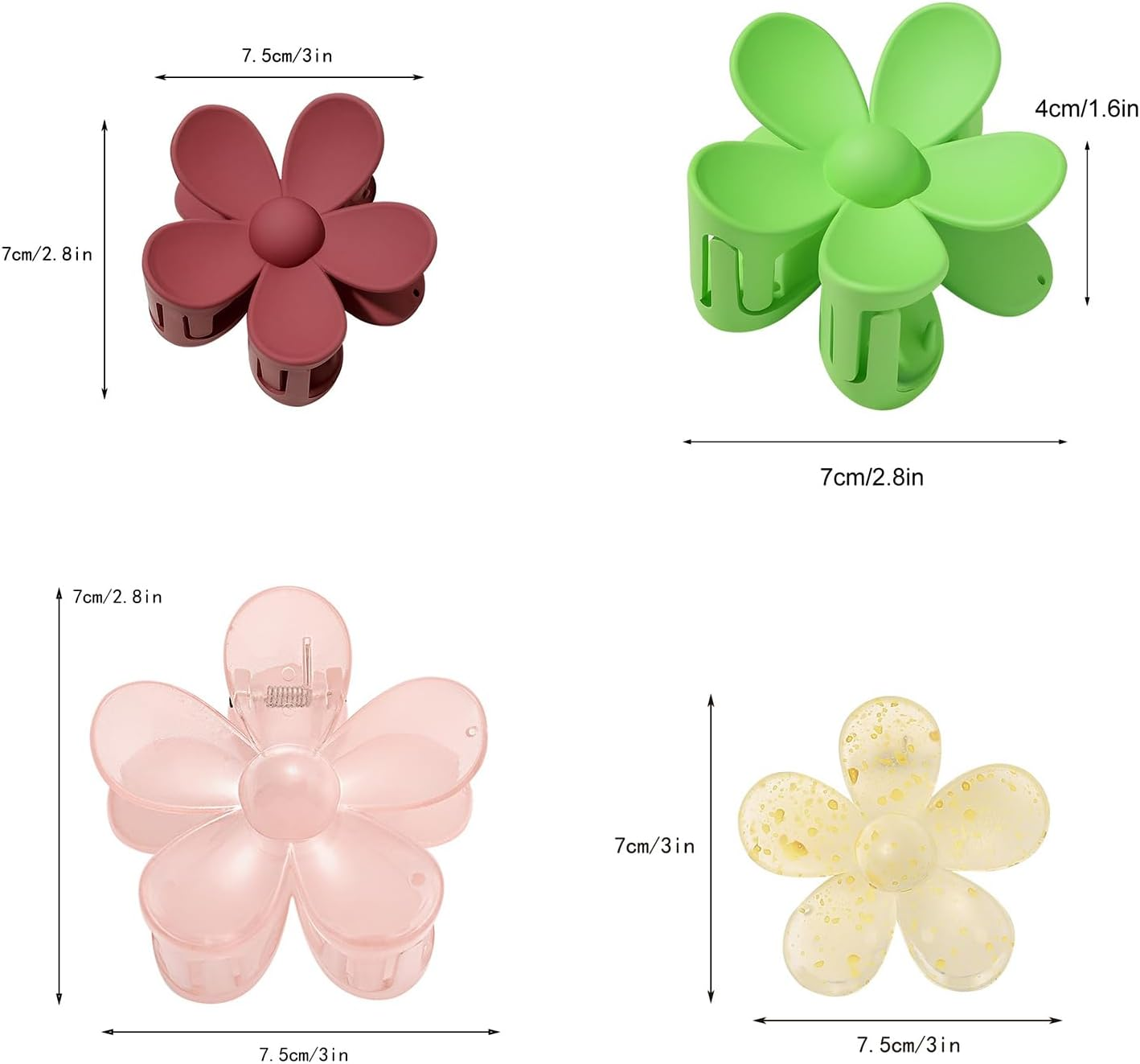 1 X Women'S Flower Hair Clips, Flower Hair Pin, Hair Clips, Non-Slip Plastic Hair Claws, Hair Accessories, for Women and Girls for Daily Wear, Blue Grey