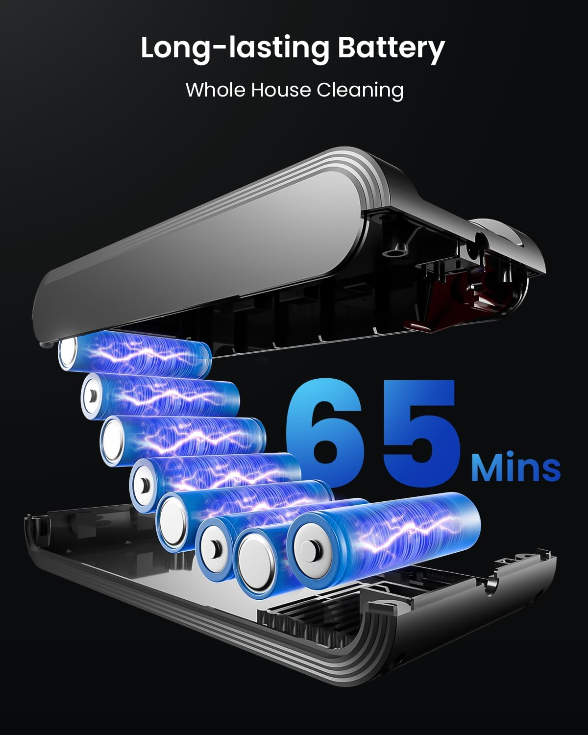 Cordless Vacuum Cleaner, 50Kpa 600W 65Mins Vacuum Cleaner for Home, Anti-Tangle Self-Standing Stick Vacuum with Scented Tablet, Upgraded Dust Cup Scraping, Vacuum Cordless for Pet Hair/Carpet/Floors image number 2