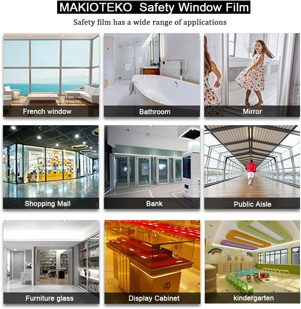 4Mil Clear Window Security Film - Shatterproof Safety Glass for Home Office Windows, Switchable, 17.7Inch X 16.5Feet (Customizable Size) image number 1
