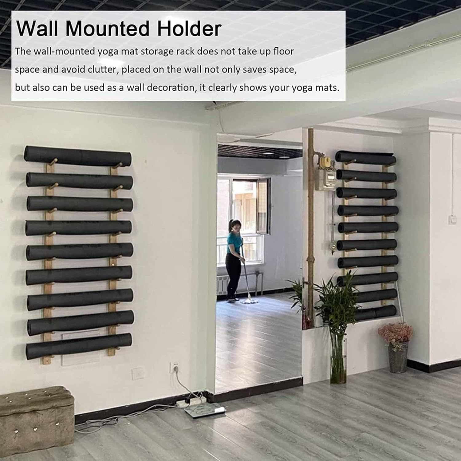 Wall Holder Storage Shelf， 6/9 Layers Yoga Mat Storage Rack Wall Mounted image number 6