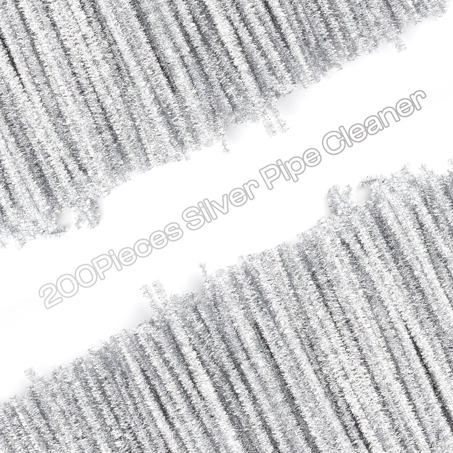 200 Pieces Silver Pipe Cleaners Craft Chenille Stems for DIY Art Creative Crafts Party Decorations (12 Inch X 6 Mm) image number 2