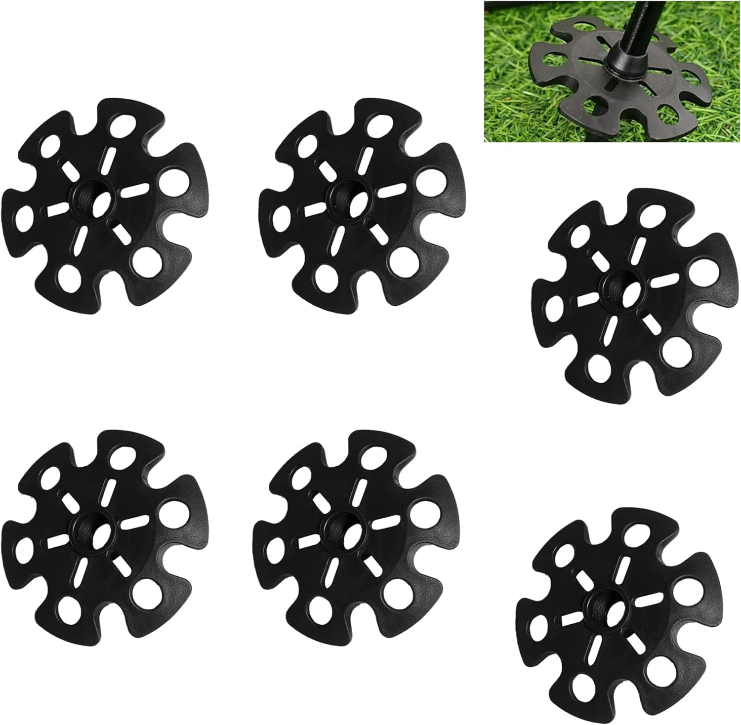 6-Piece Removable Mud Ski Basket Set for Trekking Poles - Snow and Sand Baskets with Rubber Mud Ski Walking Stick Cap Guard Replacement - Essential Hiking Accessory in Black image number 4